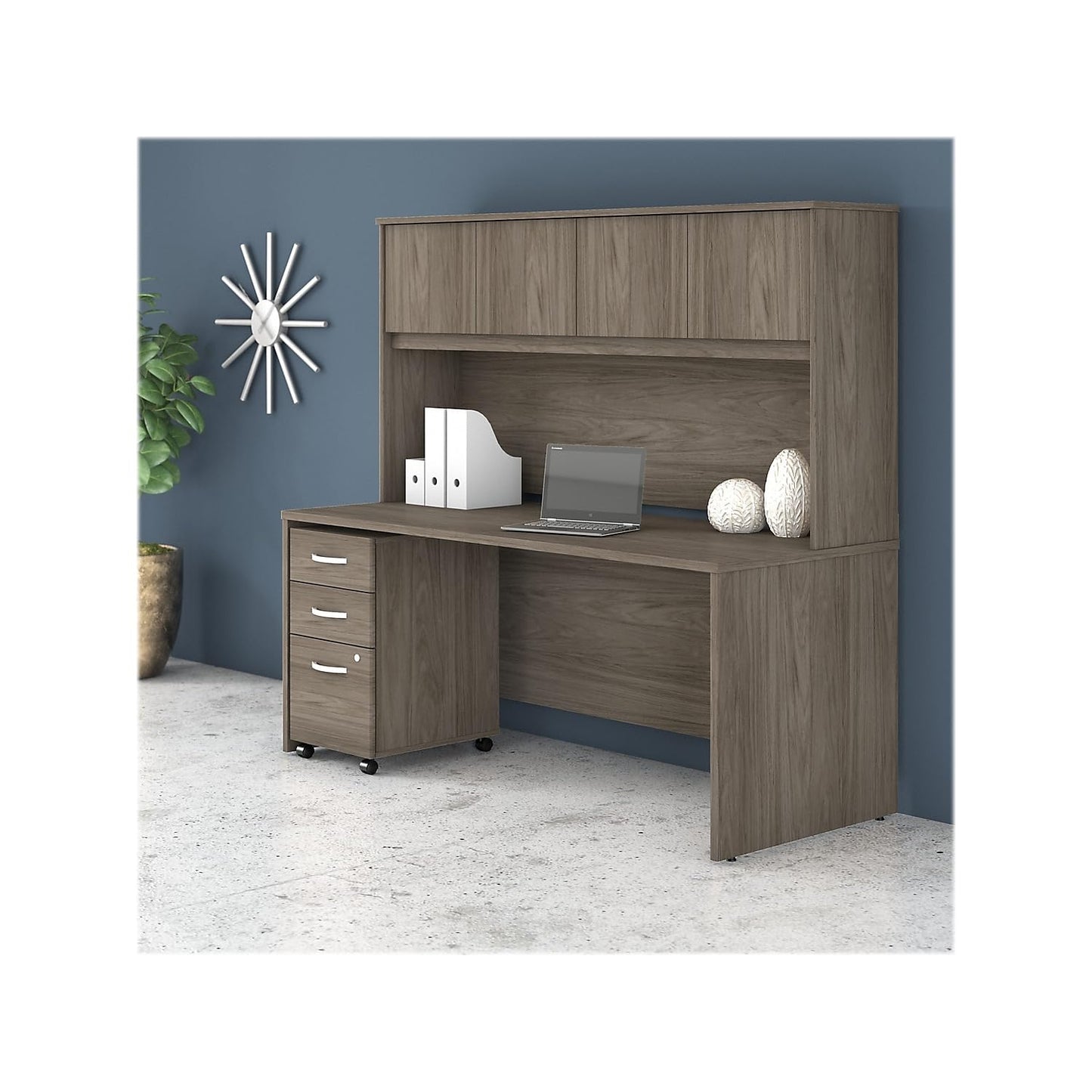 Bush Business Furniture Echo L Shaped Desk in Pure White