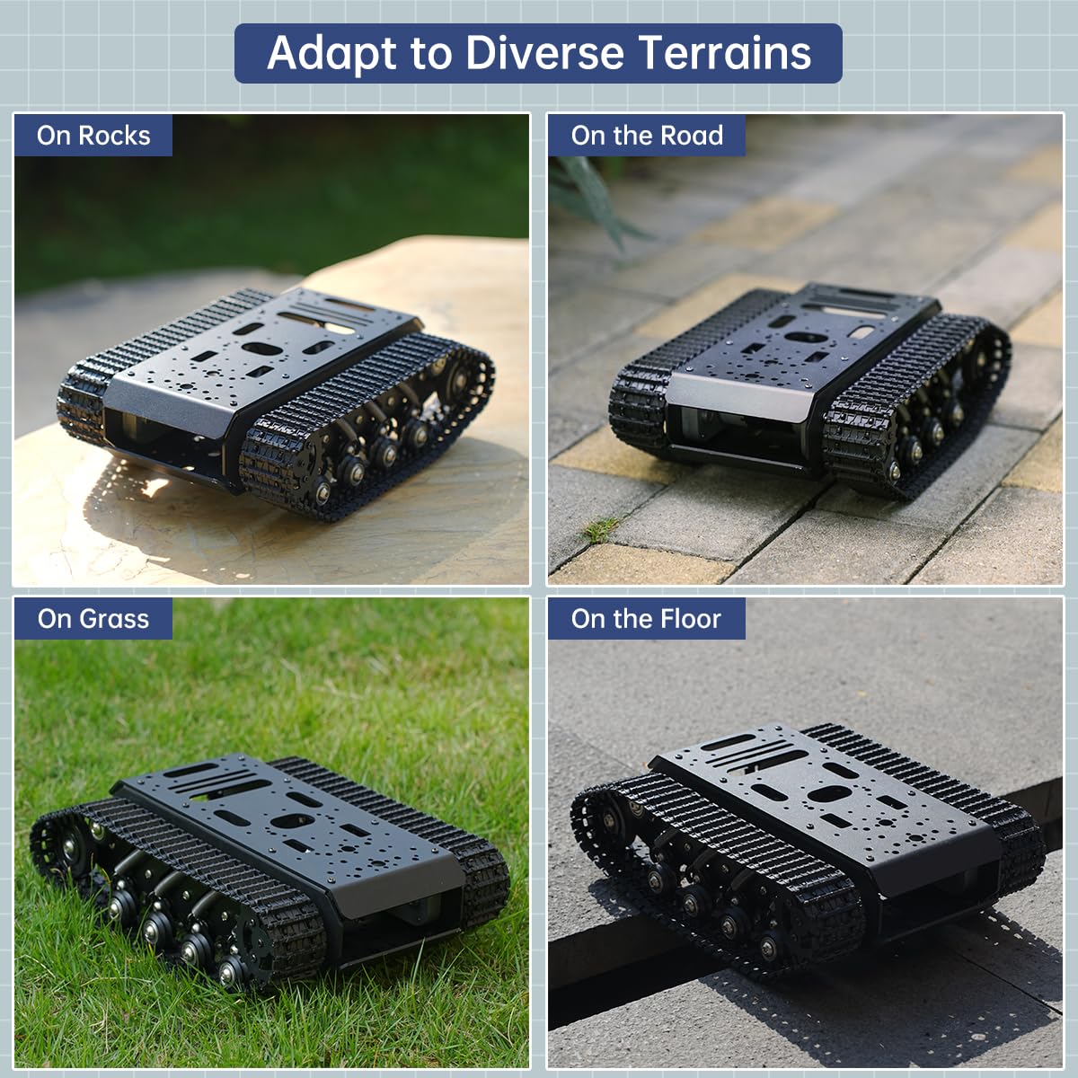 Robot Tracked Tank Car Chassis with Encoder DC Motor, Suspension Shock Absorption Chassis Car Full-Metal Robotic Moving Platform Track for Arduion RPi Microb Jetson Python DIY Smart Robot Maker