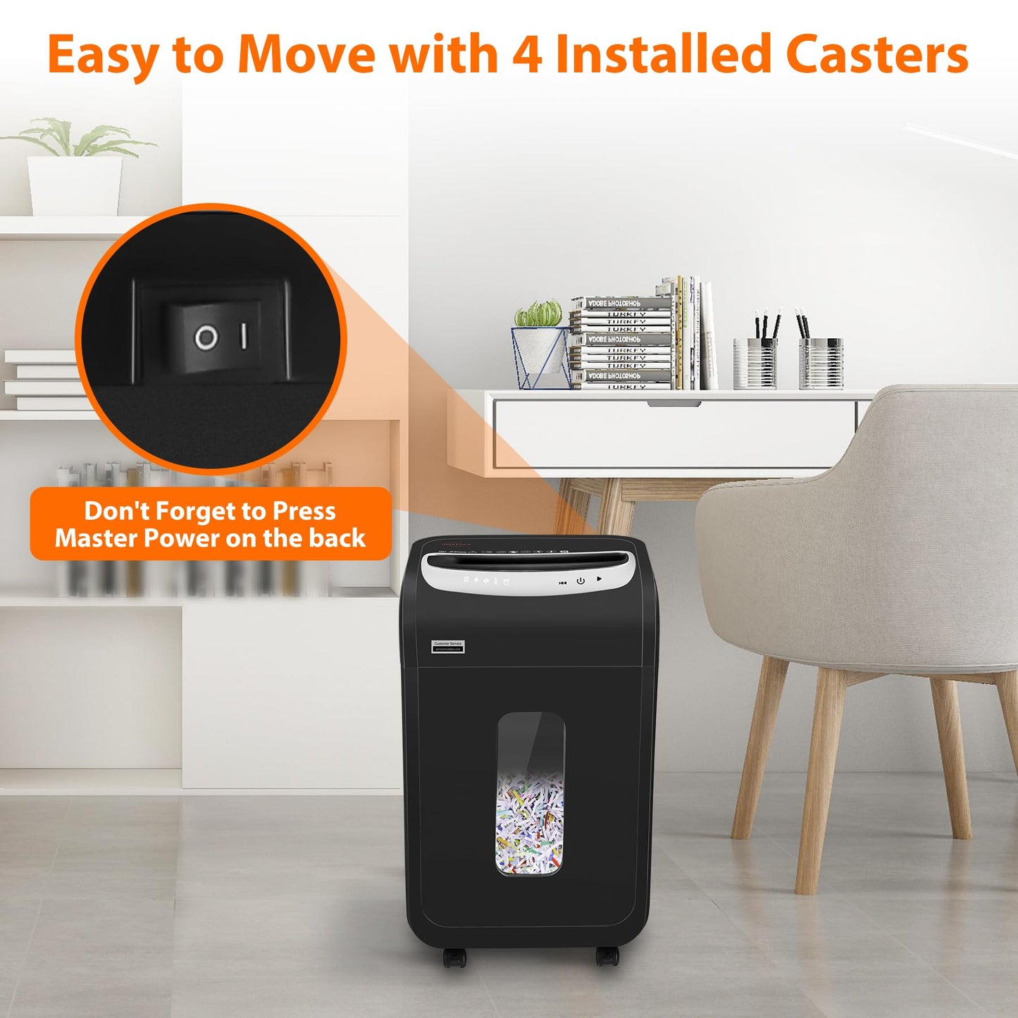 VidaTeco 25-Sheet Heavy Duty Paper Shredder for Office, 40-Minute Continuous Run P-4 Cross Cut Commercial Grade Shredder, Auto-Reverse Anti-Jam, Shreds Staple/CD/Credit/Card, 7.9-Gallon Basket, ETL