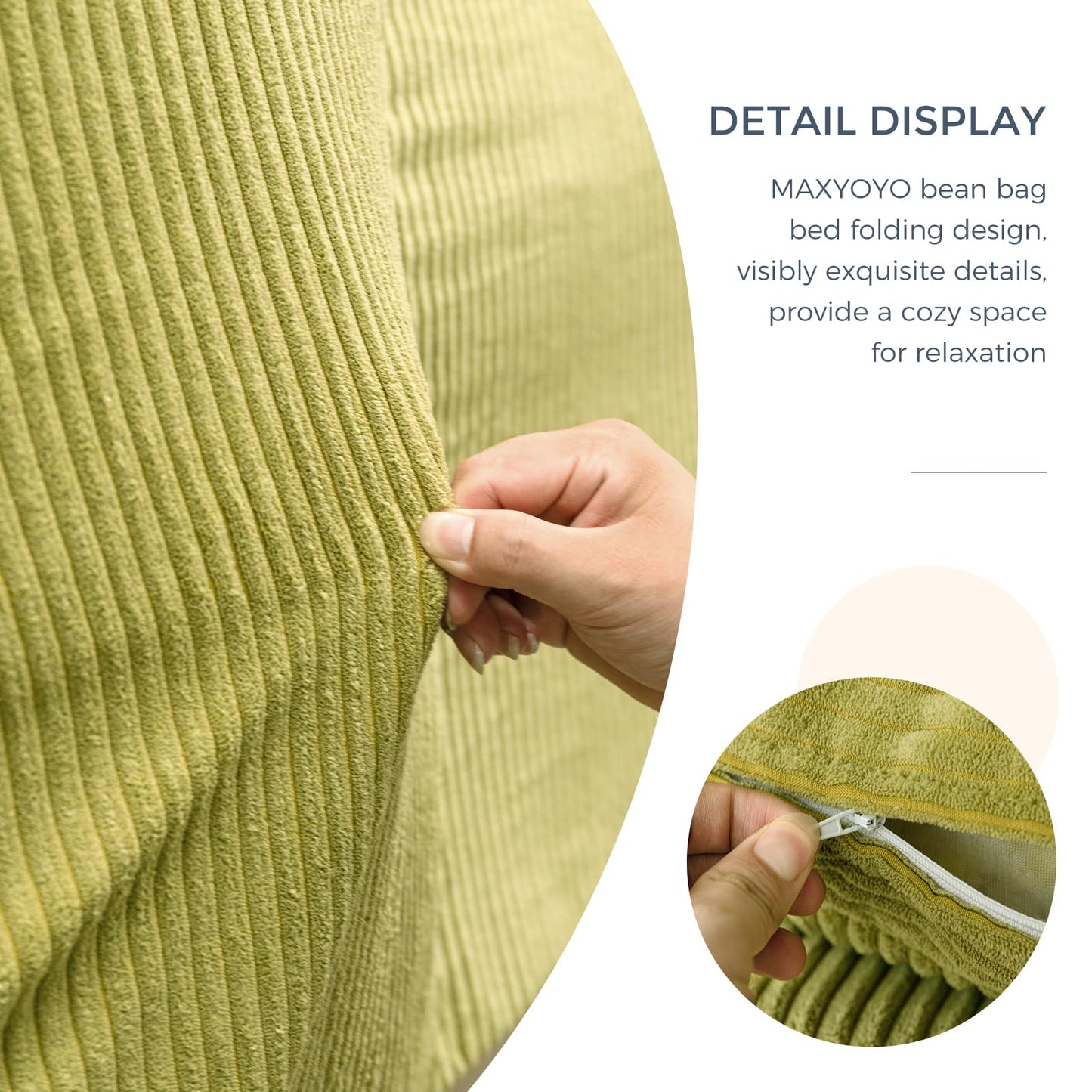 MAXYOYO Folding Sofa Bed, Extra Thick and Long Floor Sofa Convertible Chair with Washable Cover, Floor Couch Lounge Bean Bag Bed for Living Room, Green, 30x91 Inch