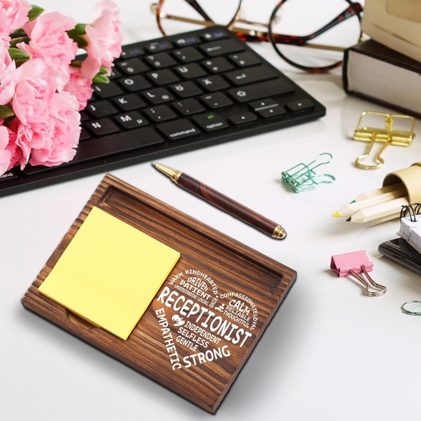 Receptionist Appreciation Gifts for Receptionist School Secretary Office Assistant Front Desk Admin, Thank You Administrative Assistant Secretary Week Gift Desk Self-Stick Note Pad Holders TZP04