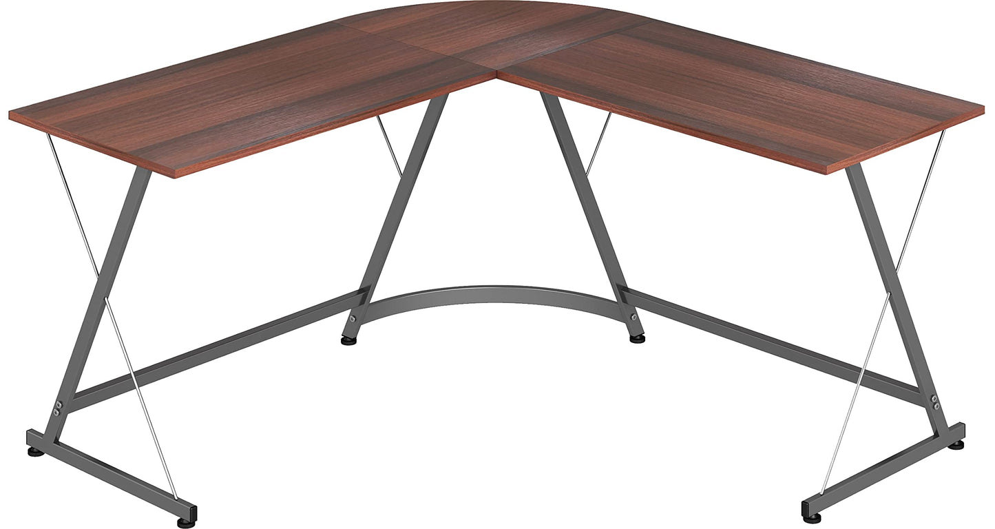 SHW L-Shaped Computer Gaming Desk, Walnut