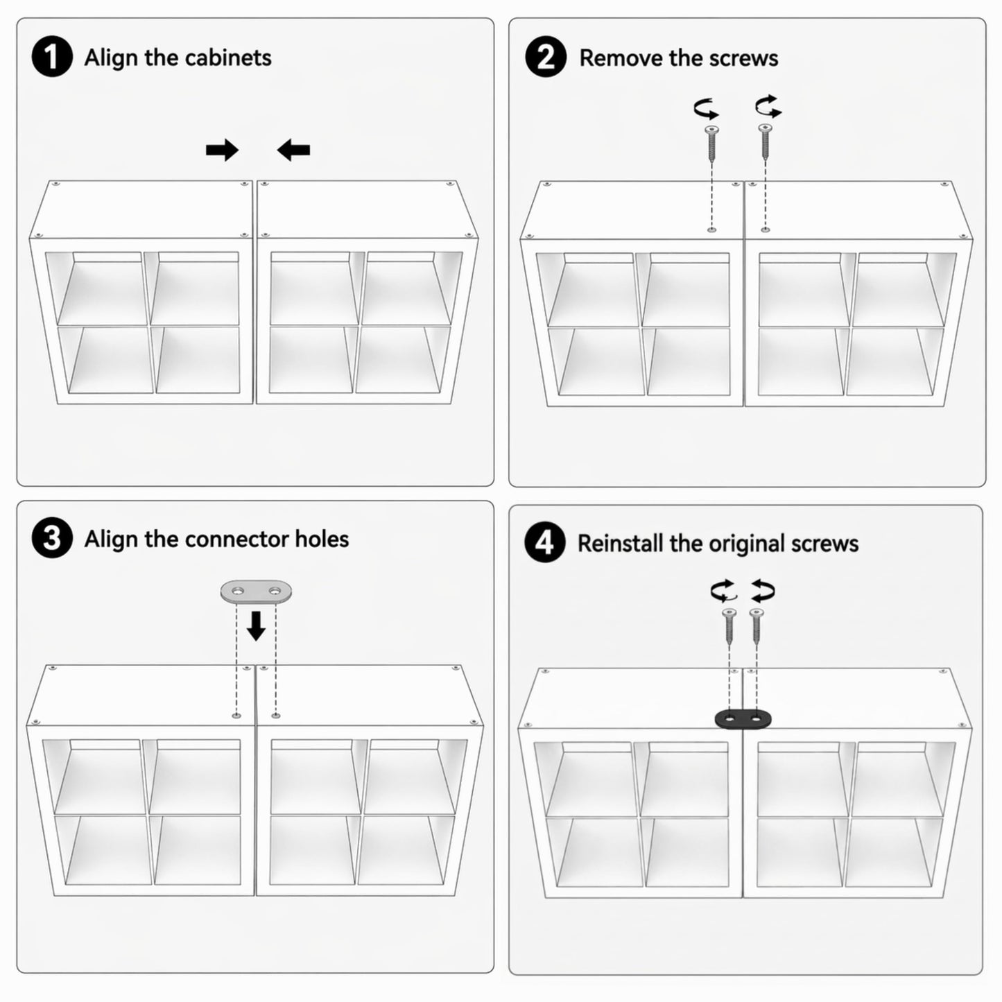 Sparix Fab Shelf Connector Compatible with IKEA Kallax - 2-Pack Bookcase Joining Bracket, Modular Storage Unit Linking Hardware for Cube Organizer (Black)