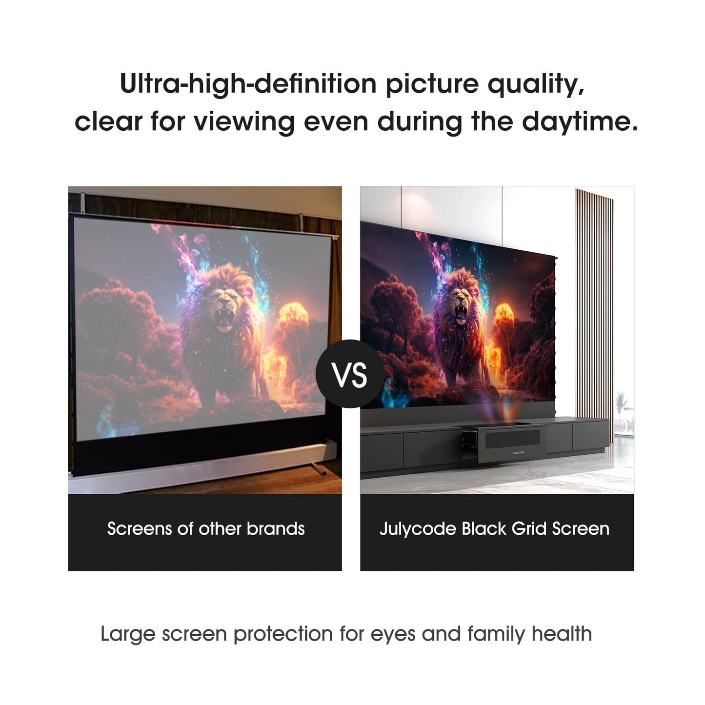 Julycode Motorized Laser TV Cabinet with ALR Floor-Rising Screen for Ultra - Short Throw Projector (Black, 100'' Laser Cabinet)