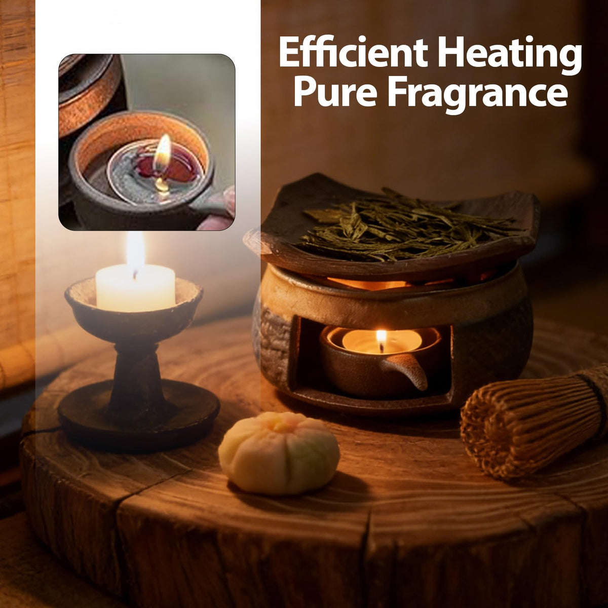Ceramic Incense Burner Kit, Zen Incense Holder with Candle Clip,Mat & Heat Resistant Brick, Ceramic Aromatherapy,Stove Essential Oil Burner, Suitable for Home and Office Use.