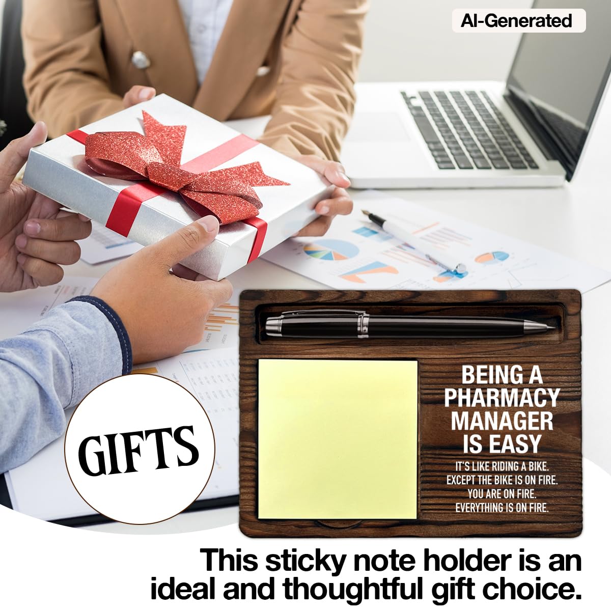 Pharmacist Gifts for Women Men, Humor Gifts for Pharmacy Manager Christmas Birthday, Being a Pharmacy Manager is Easy Sticky Note Holder Drugstore Decor