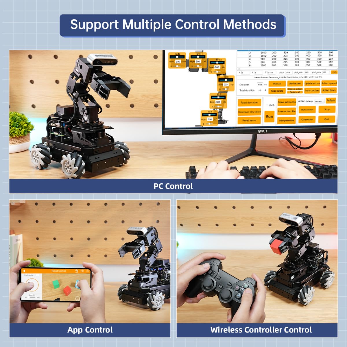 HIWONDER ROS2 Robot Car with ChatGPT Large AI Models, 6DOF Robotic Arm SLAM Mapping Navigation AI Vision Voice Control Scene Understanding ROS Education, LanderPi Advanced Kit & RaspberryPi 5 4GB