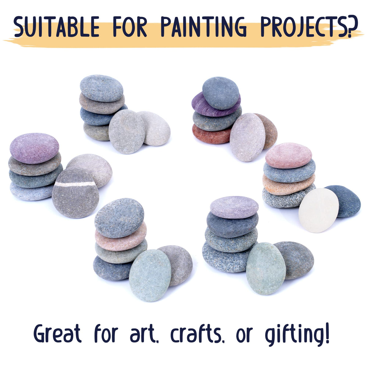 ROCART 12 PCS Large Rocks for Painting, 1.5-2.0 Inches Flat Painting Rocks for Arts & Crafts, Natural Smooth River Rocks for Painting, Kindness Rocks, Decoration, DIY, Crafting Gift