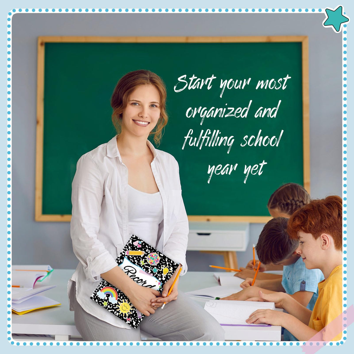 Fuyoooo Teacher Record Book Teacher Grade Books 2026-2027 Spiral Bound Record Planner 2026 Class Grade Book Office Favors for Classroom Attendance Decoration Double Sided(Black,Dots)