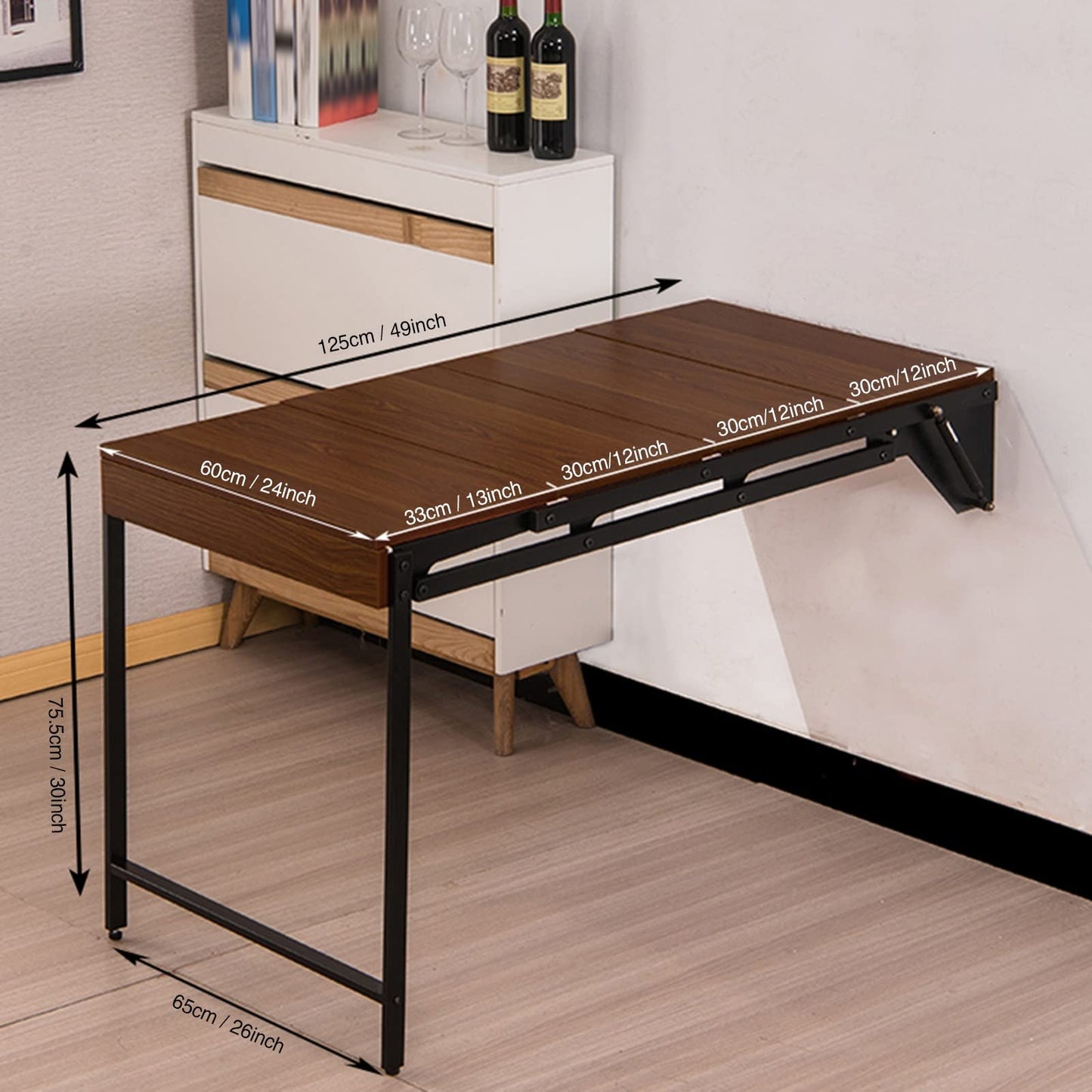 Wall Mounted Folding Desk, Space-Saving Murphy Table, Multi-Function Workstation, Convertible Dining Shelf, Floating Laundry Table, Stylish Wooden Cuter Desk (Color:)