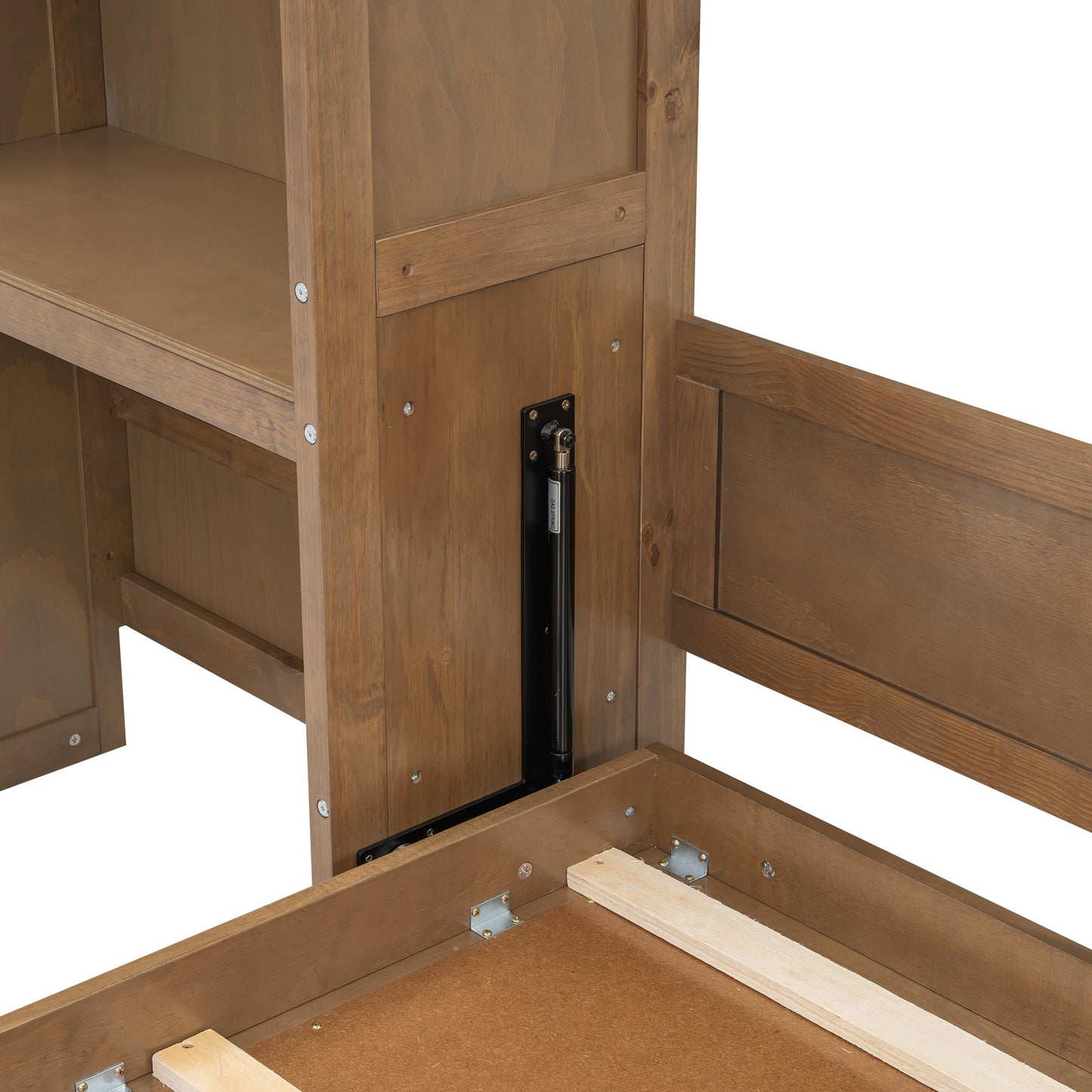 HECATEVIC Murphy Bed with Bookshelf, Wall Bed Cabinet with Storage Shelves, Space Saving Solid Wood Foldable Bed Frame, Queen Size, Burlywood
