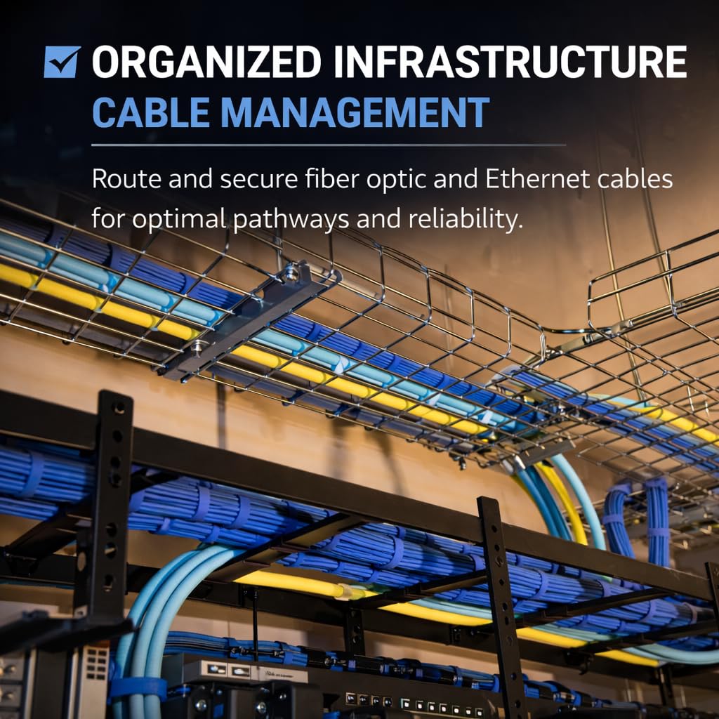 10 Self-gripping Rolls Designed for IDF, Server Racks & Data Centers | Structured Cabling | Cable Wrap for Fiber Optic Cable and Tenecom Cable System Installs (Blue)
