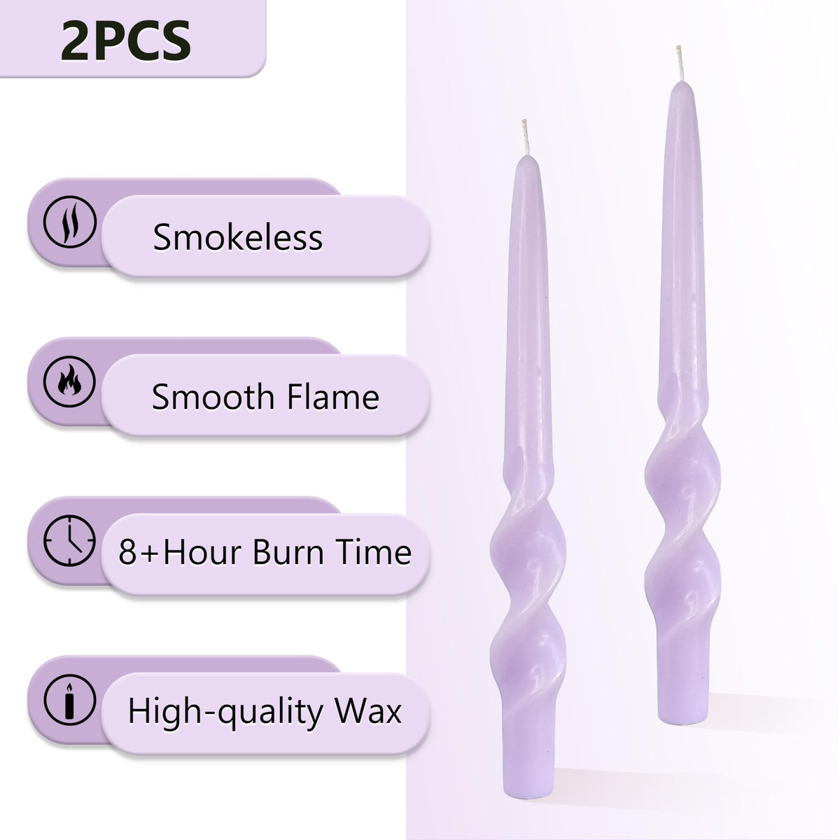 Purple Taper Candles 10inches Spiral Taper Candles Purple Long Twisted Candlesticks Smokeless Unscented Candle Stick Dinner Tall Candle for Christmas advent Home Décor Weddings Festive Seasons Holiday