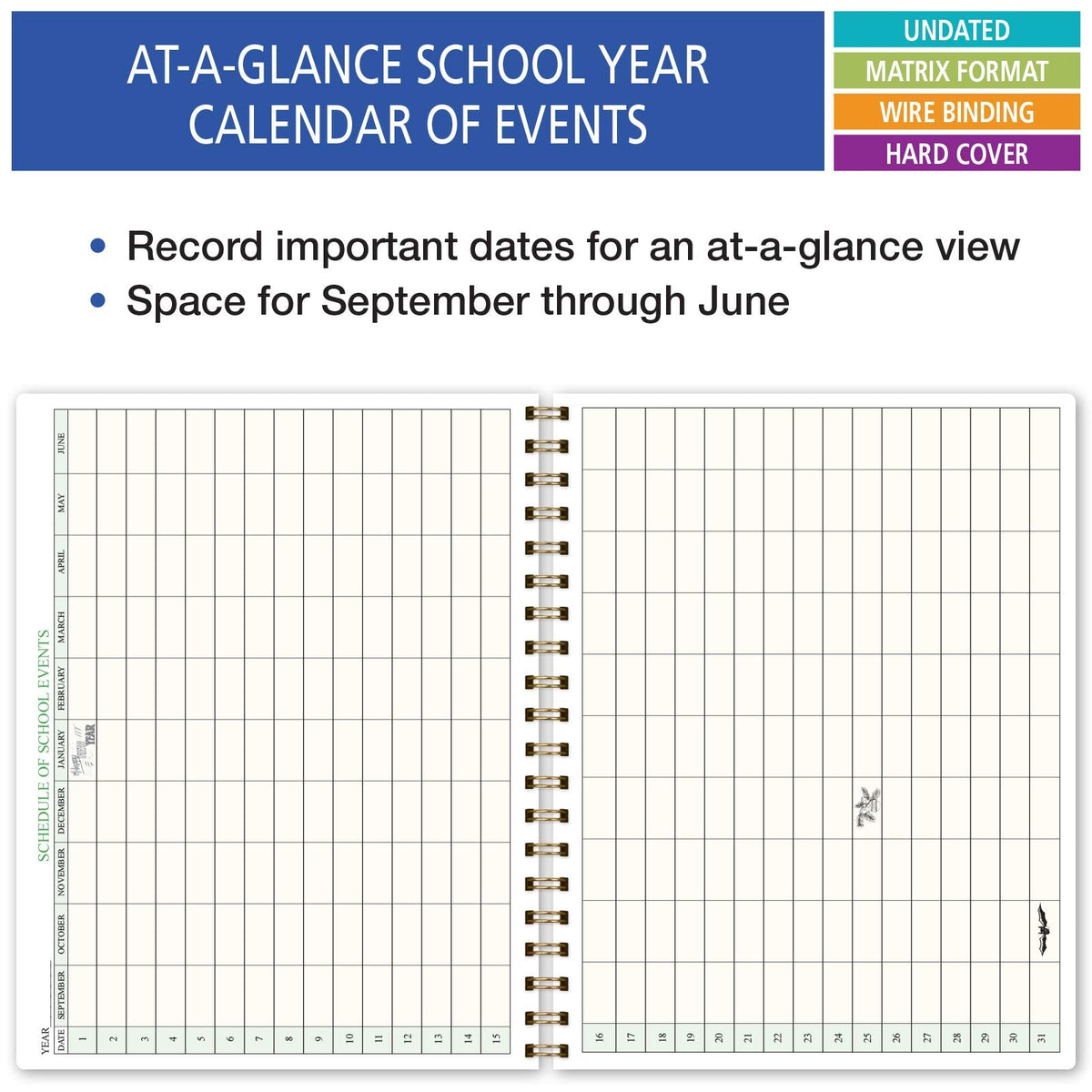 Elan Publishing Company HARDCOVER 7 Period Teacher Lesson Planner - Days Horizontally Across the Top with Bonus Clip-in Bookmark (Woodgrain)