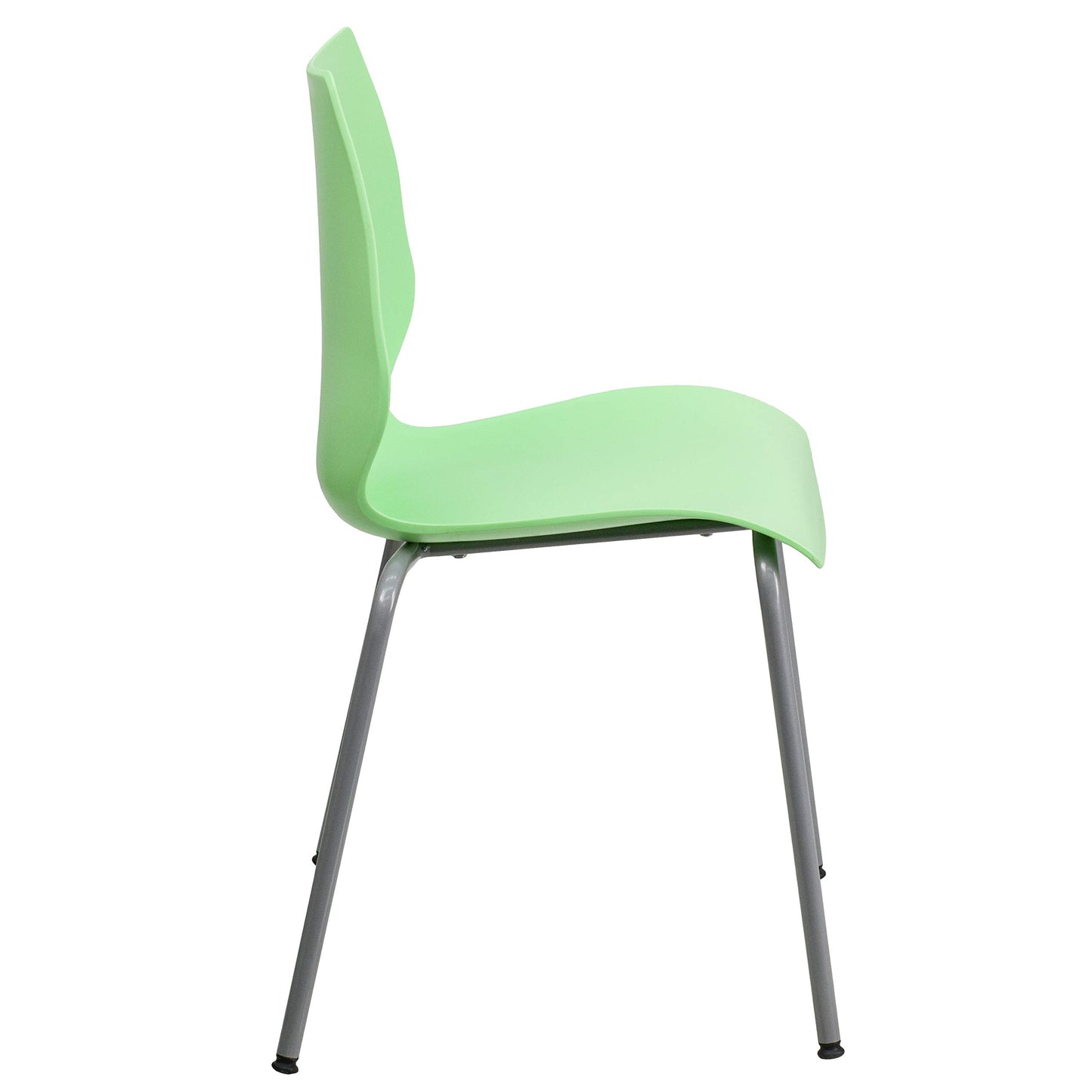 Flash Furniture 5 Pack HERCULES Series 770 lb. Capacity Green Stack Chair with Lumbar Support and Silver Frame