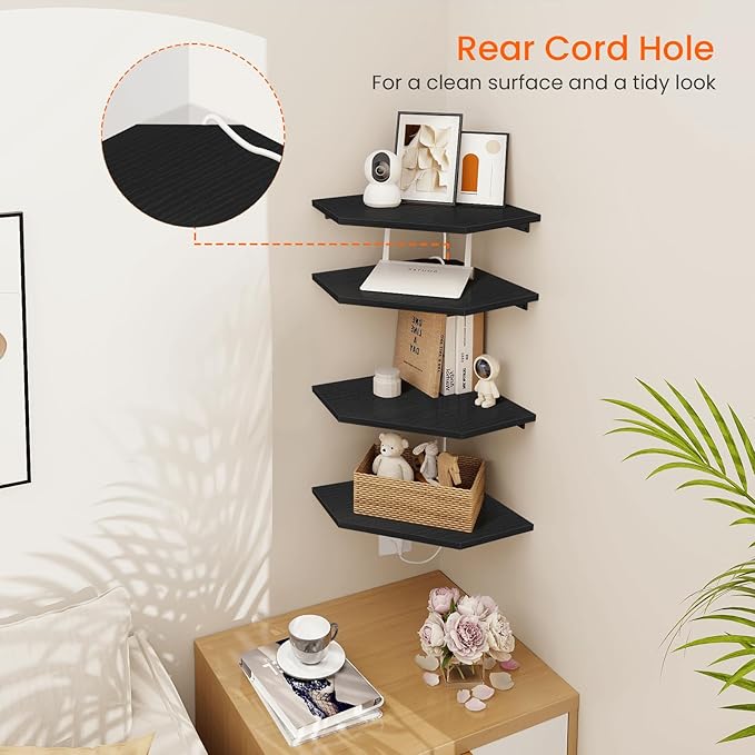 Homode Corner Floating Shelves, Corner Shelves Wall Mounted