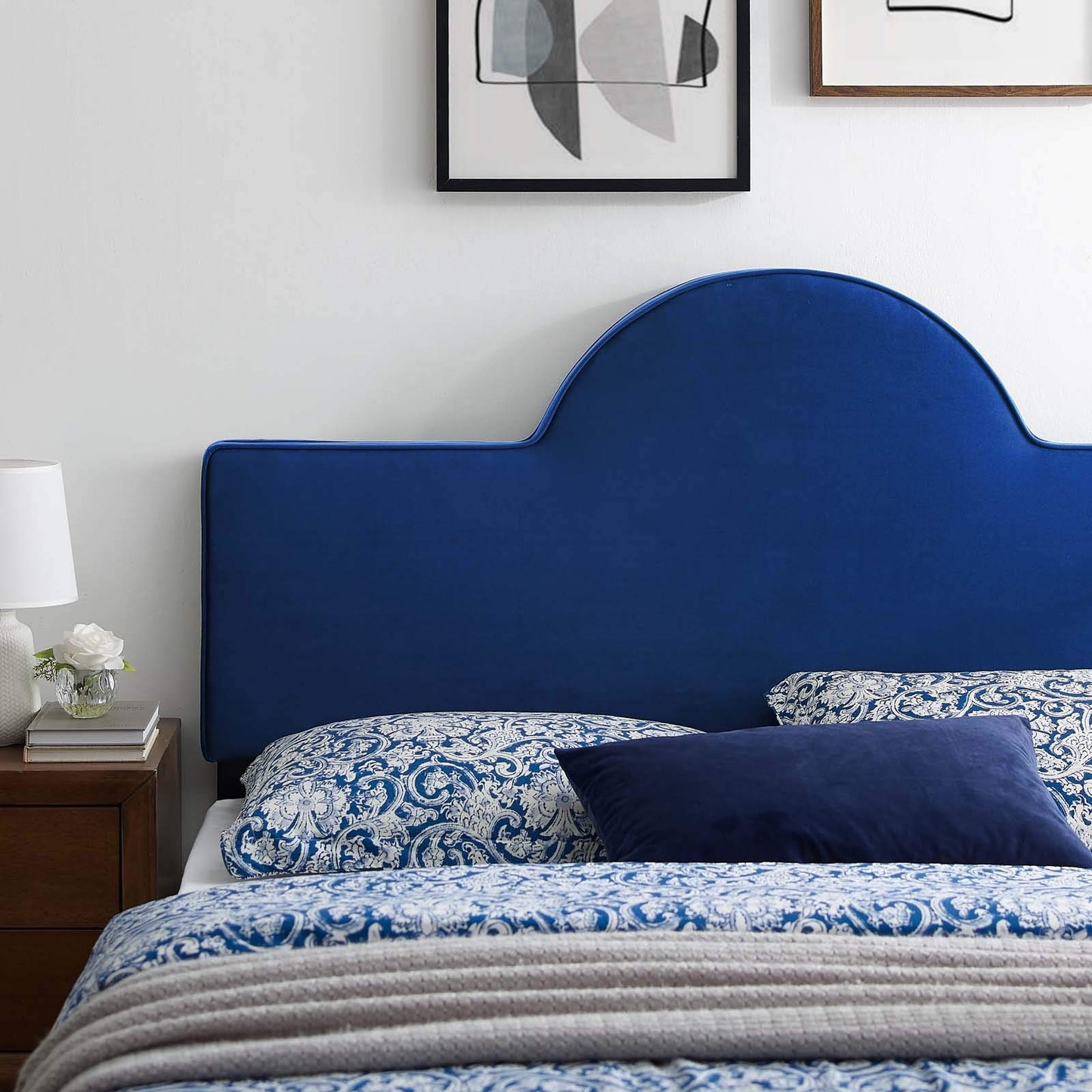 Modway MOD-6302-NAV Dawn Twin Performance Velvet Headboard, Navy