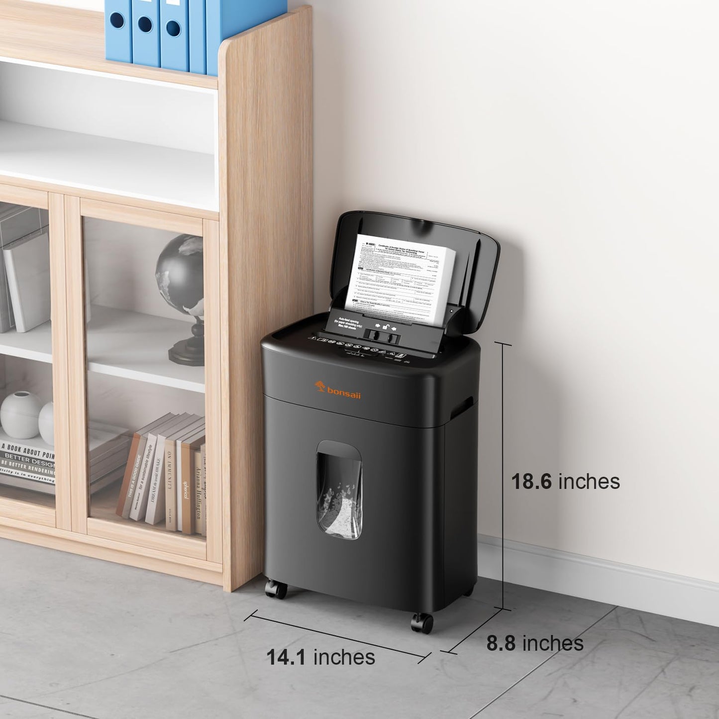 Bonsaii 100 Sheets Auto Feed Paper Shredder, Up to 30 Minutes Shredders for Home Office Use, Micro-Cut Heavy Duty Shredder / 4.2 Gallons/Security Level P-4 (C231-D)