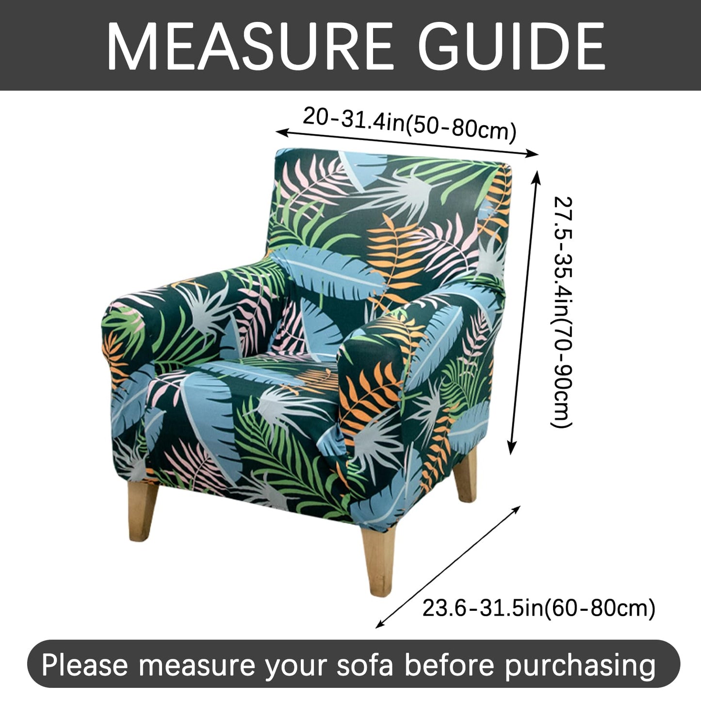 Adigau Printed Slip Covers for Armchairs Modern Elastic Chair Slipcovers 1-Piece Single Seat Sofa Protector for Living Room Stretch Couch Chair Cover(Green Grove)
