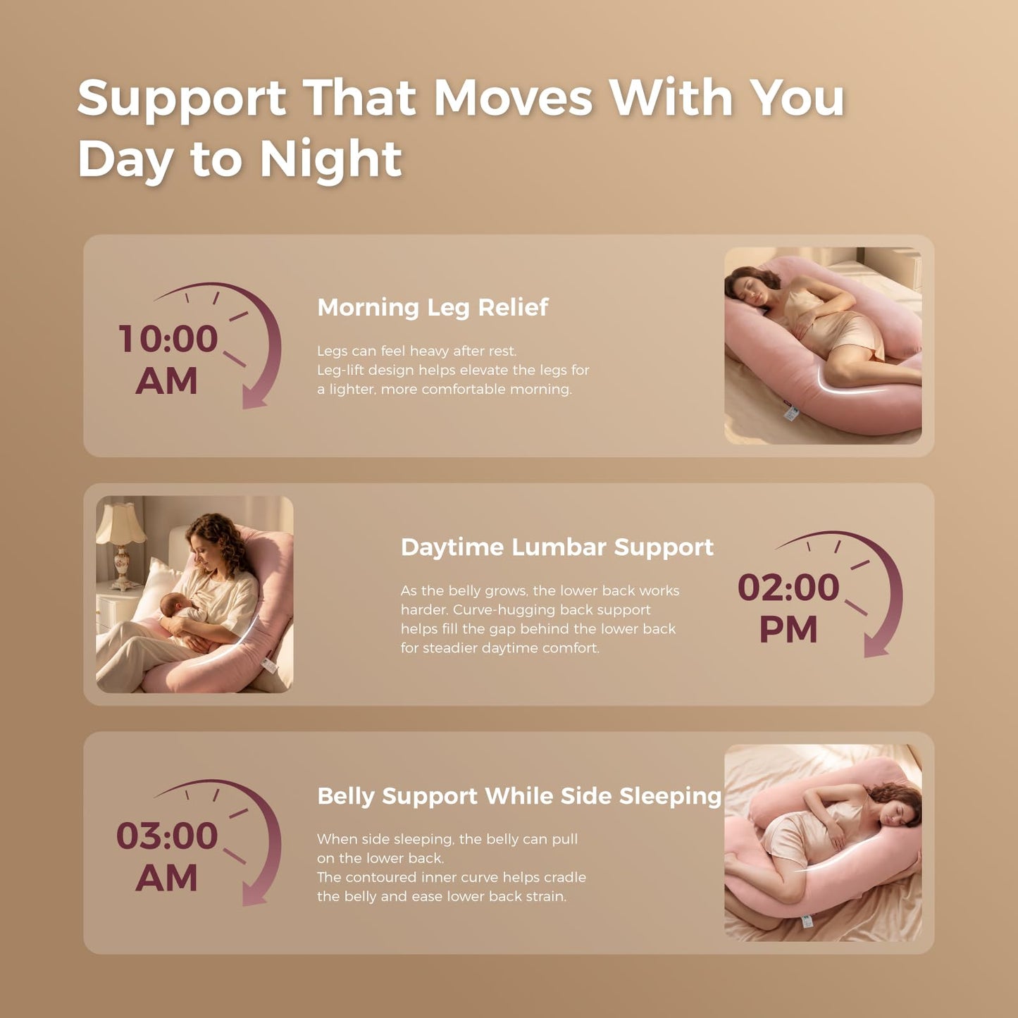 Momcozy Pregnancy Pillows for Sleeping, U Shaped Full Body Maternity Pillow with Removable Cover - Support for Back, Legs, Belly, HIPS for Pregnant Women, 57 Inch Pregnancy Pillow, Cotton Pink