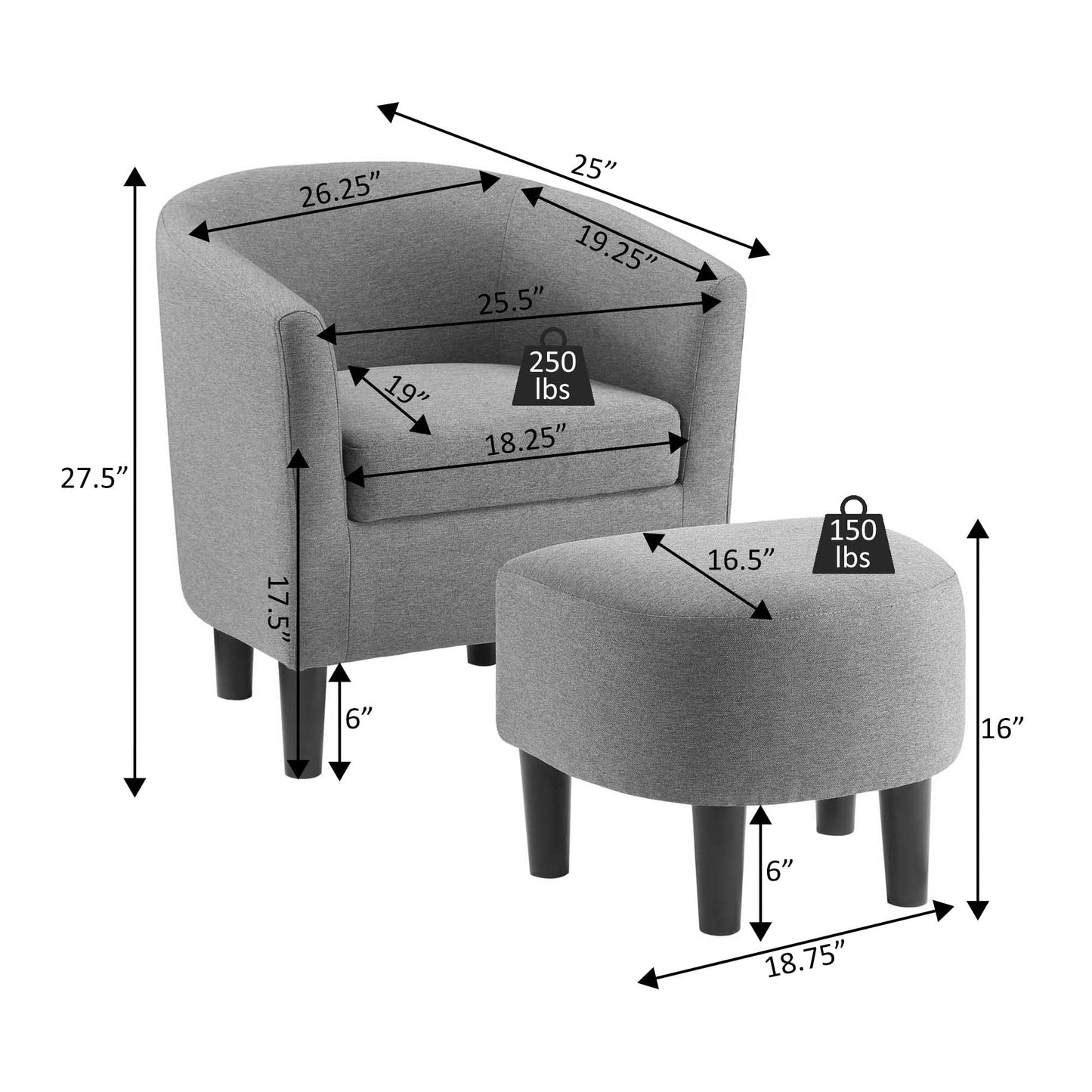Convenience Concepts Take a Seat Churchill Accent Chair with Ottoman, Espresso Faux Leather
