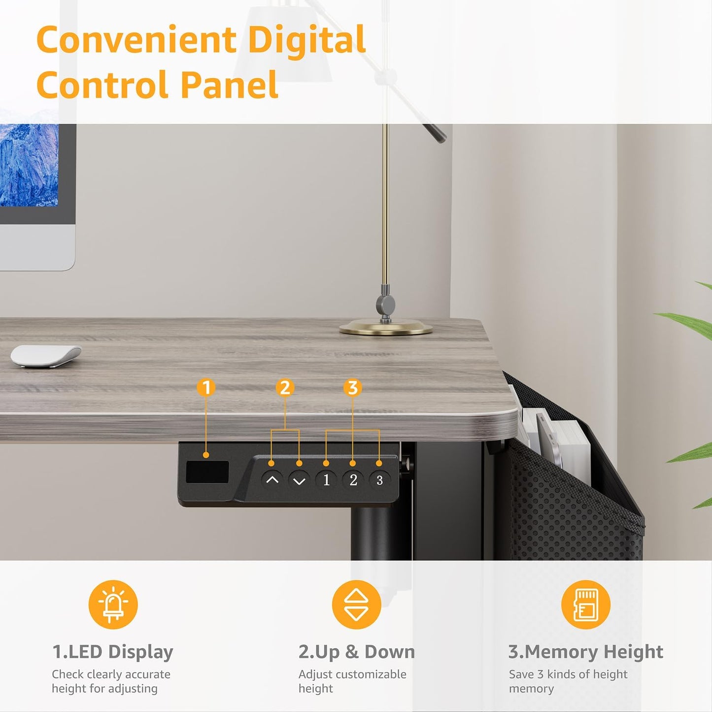 KLUVIS Grey Small Electric Standing Desk - 32 Inch Narrow Small Adjustable Stand Up Desk for Writing Study Work, Mini Sit to Stand Desks Workstation for Adult Boys Girls Bedroom Home Office