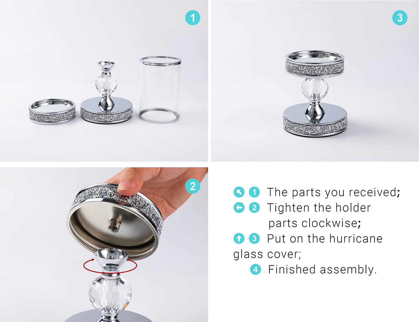 Candle Holders for Pillar Candle, Pillar Crystal Candle Holders, Candlesticks Holder for Wedding, Dining Coffee Table, Centerpieces, Home Decor CH00XM