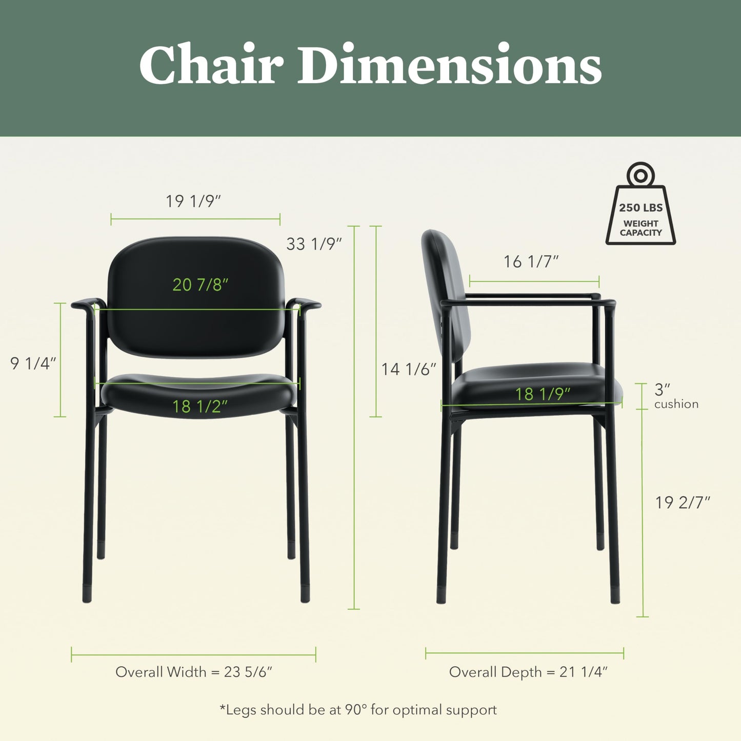 HON Scatter Leather Guest Office Chair with Arms, Stackable Seating for Waiting Rooms, Lobbies, Conference Areas, and Offices, Side Chair for Reception and Training Spaces, Black
