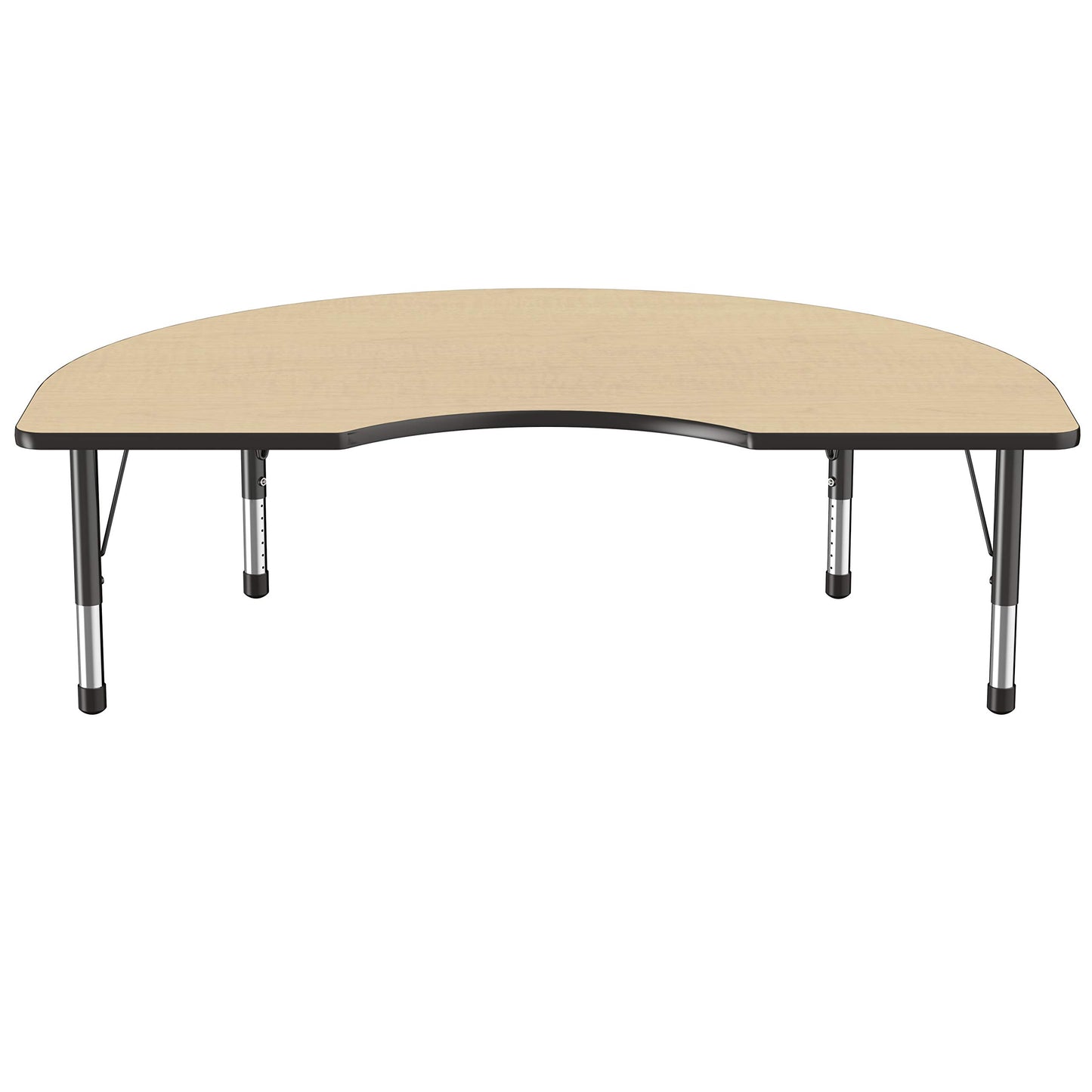 FDP Kidney Activity School and Classroom Kids Table (48 x 72 inch), Chunky Toddler Legs for Collaborative Seating Environments, Adjustable Height 15-24 inches - Maple Top and Black Edge