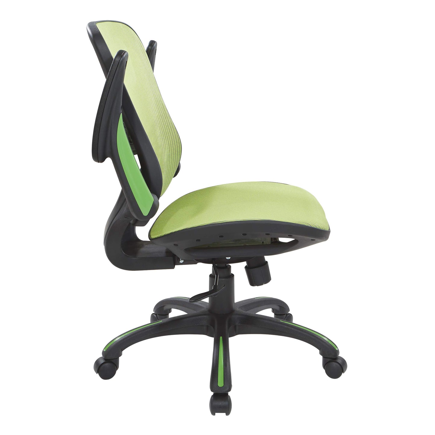 Office Star Riley Ventilated Manager's Office Desk Chair with Breathable Mesh Seat and Back, Black Base with Green