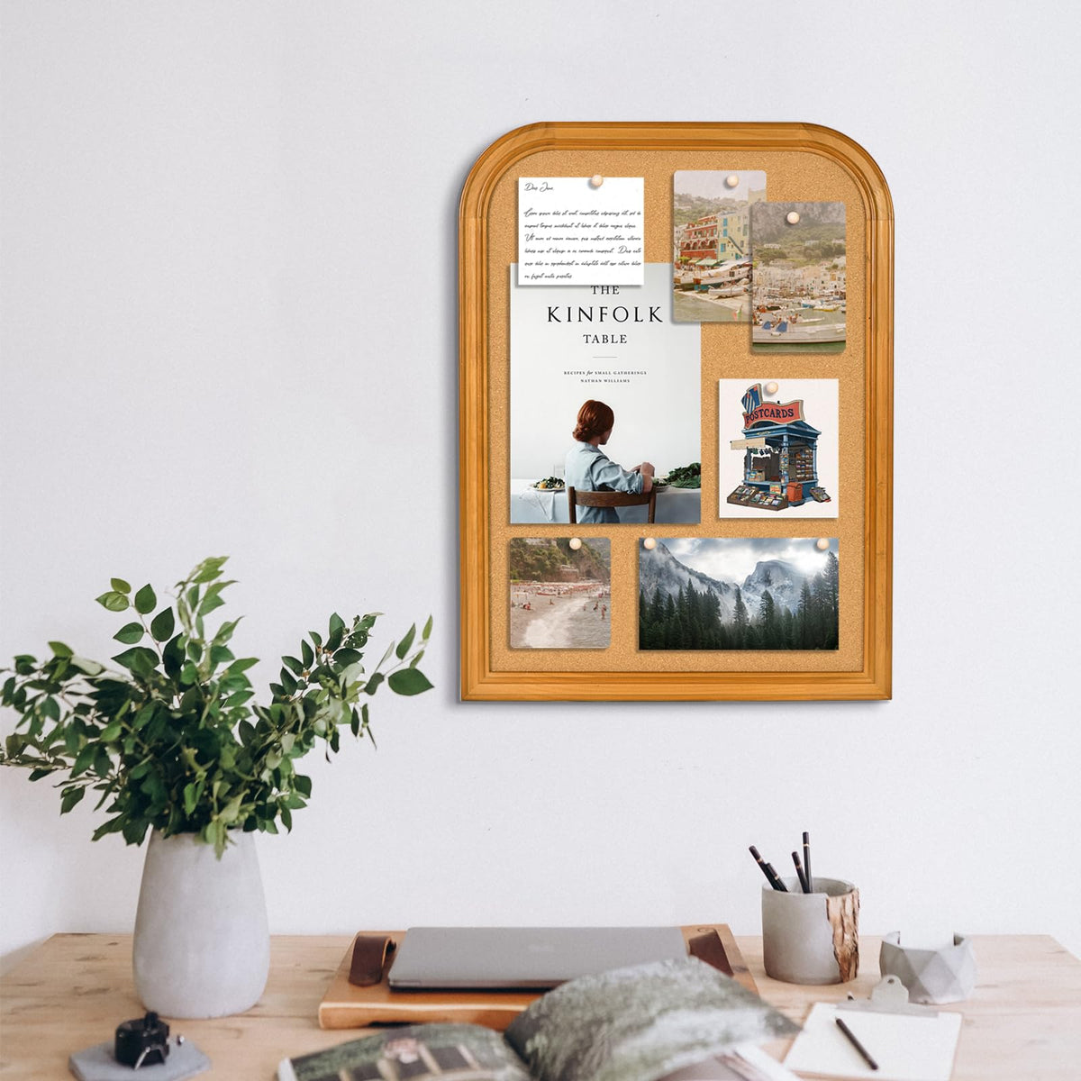 Aitakatta Cork Board for Walls, 23.6x17.7 inches Bulletin Board with Frame, Decorative Hanging Pin Board Vision Board Message Board for Office School Home Decor(2R&2S,4560,1p)
