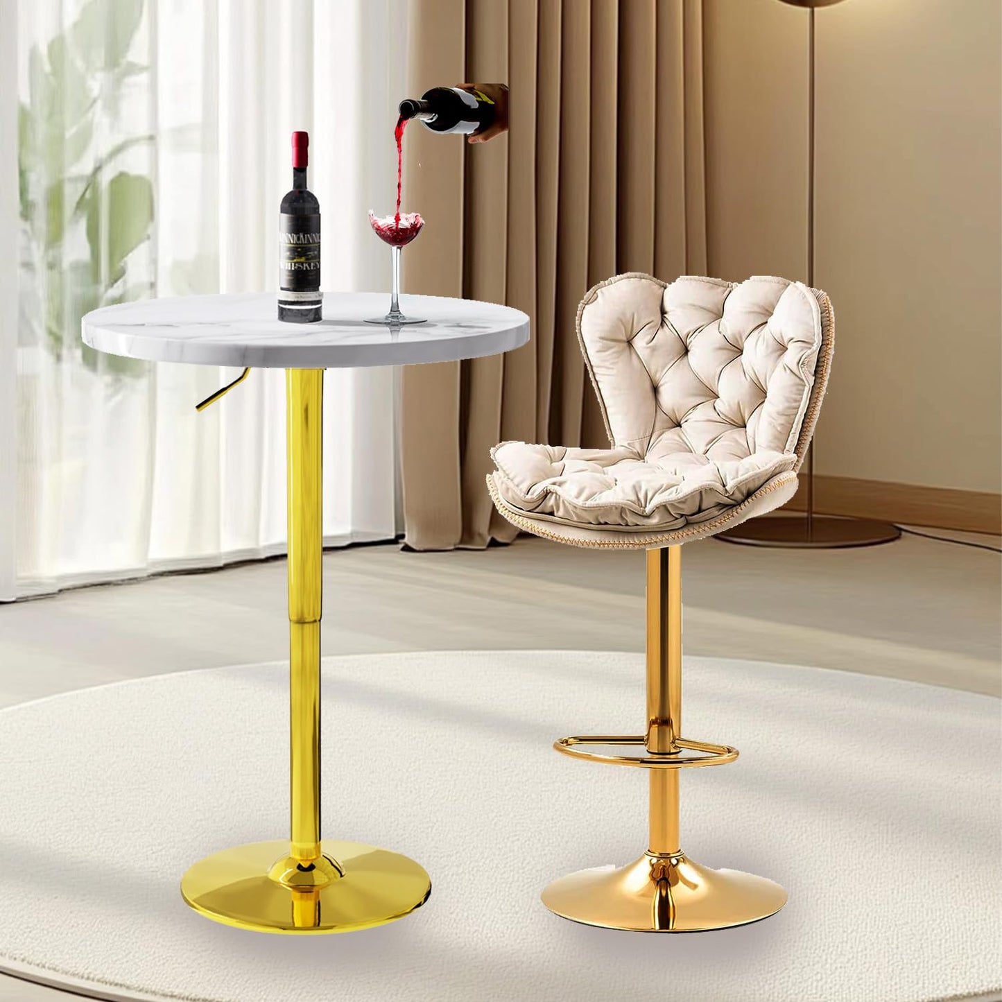 YHGSYXL 24" Round Gold Bar Table