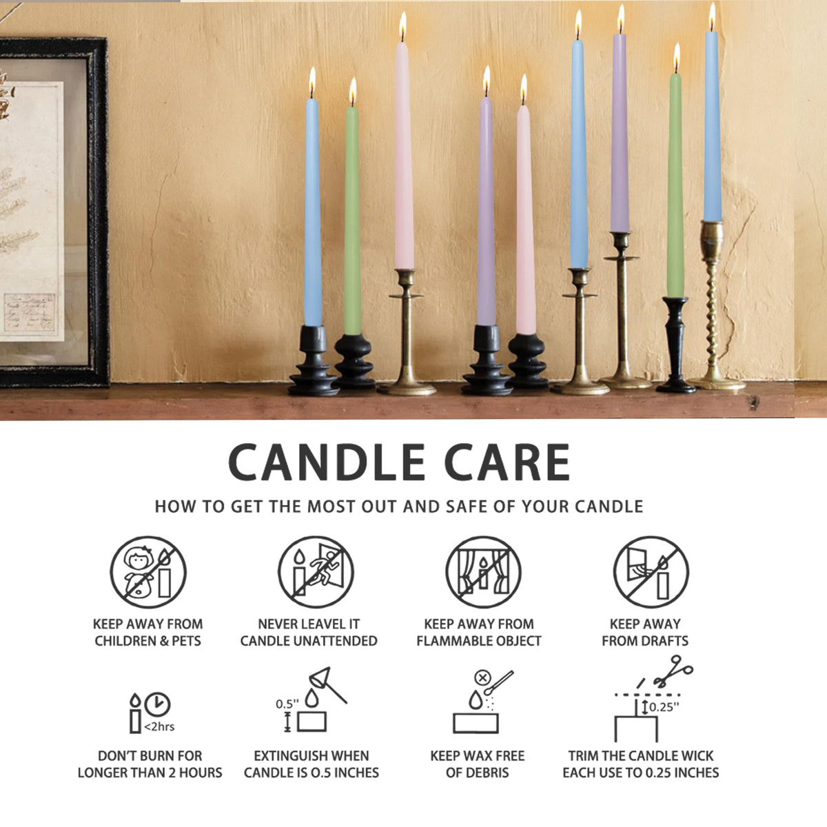 Dripless Candle Sticks Taper Candlesticks,Gedengni 10 Inches Pink Tapered Candles Green Candle Stick Colorful Taper Candles Candy Dinner Candle Wax for Home Party Women Gift,4pcs (8D4P-LIGMIX)