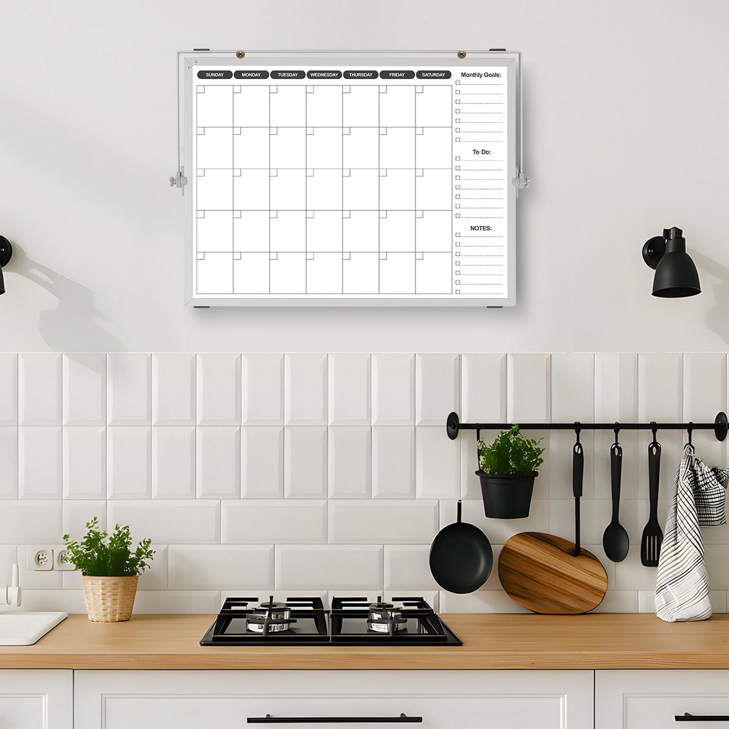 KODAPAGE Planning Boards,White Board Dry Erase Calendar with Stand,Double-Sided Weekly Calendar Schedule Board with Time Slots&Monthly Planner with to DO List for Desk and Wall 16"×12"(1 Pack)