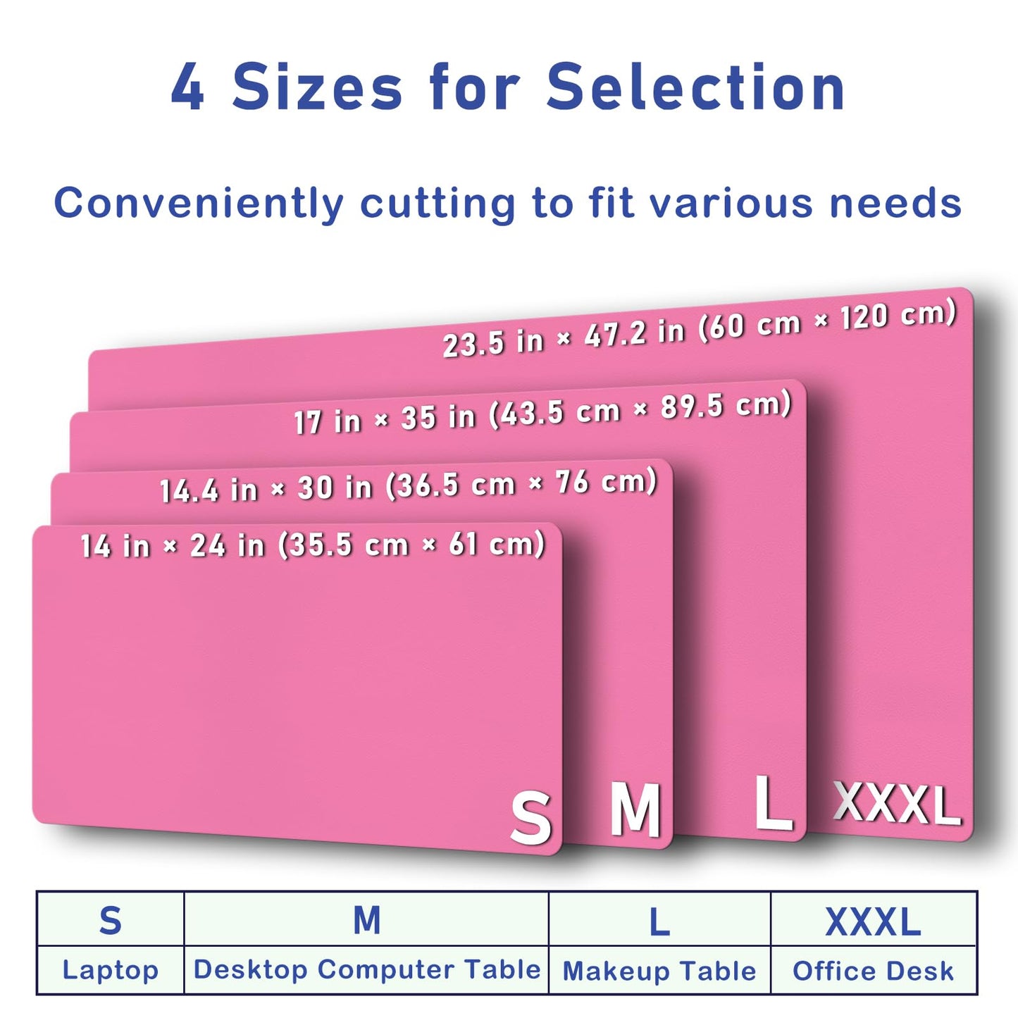 Boutilon Leather Desk Pad Protector,Non-Slip Mouse Pad,Laptop Desk Pad,Office Mouse Mat,Waterproof Leather Desk Blotter,Desk Writing Pad for Office and Home (M-Rose Pink,30"x14")