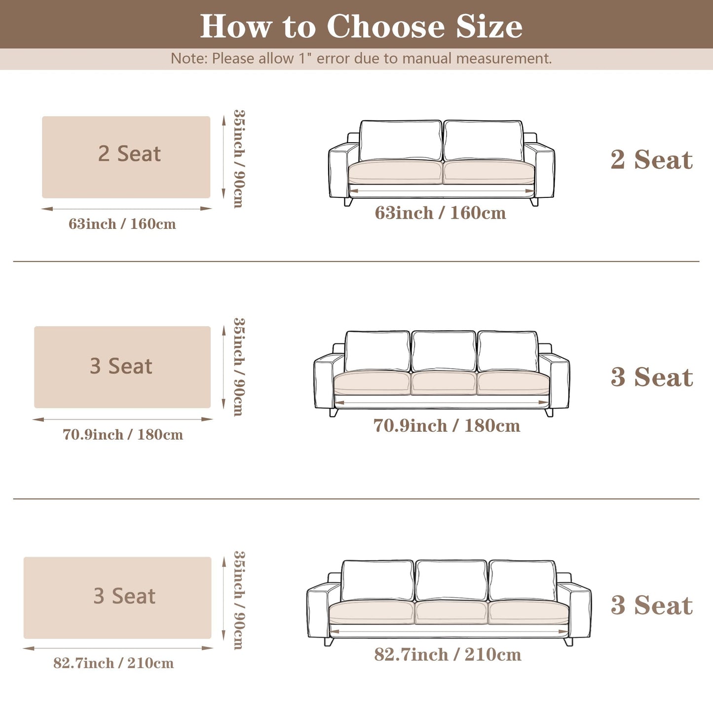MYSKY HOME L Shaped Couch Cover, 100% Waterproof Couch Cover for Pets, Sectional Couch Covers L Shape, Non Slip Couch Covers for 2 Cushion Sofa, Sofa Slipcover Dog Bed Cover Protector, Oat, 35"x63"