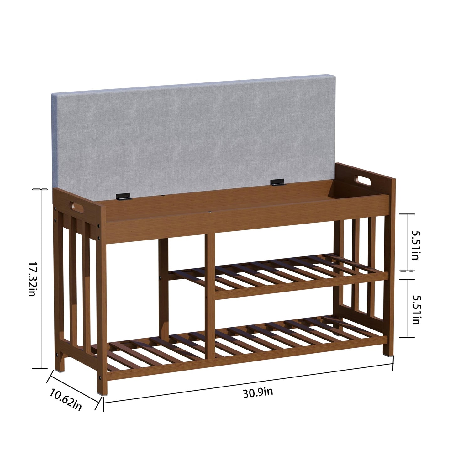 APRTAT 3-Tier Bamboo Shoe Rack Bench, Shoe Storage Organizer Bench, Entryway Benchs, Shoes Rack for Front Door Entrance, Entryway Bathroom Bedroom (Brown, Large)