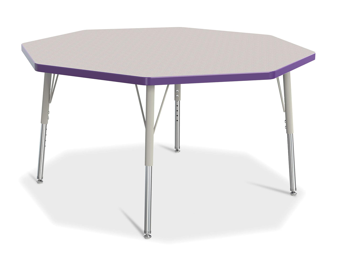 Jonti-Craft Berries 6428JCE004 Octagon Activity Table, E-Height (15"-24" Adjustable Height), 48" x 48", Gray/Purple/Gray