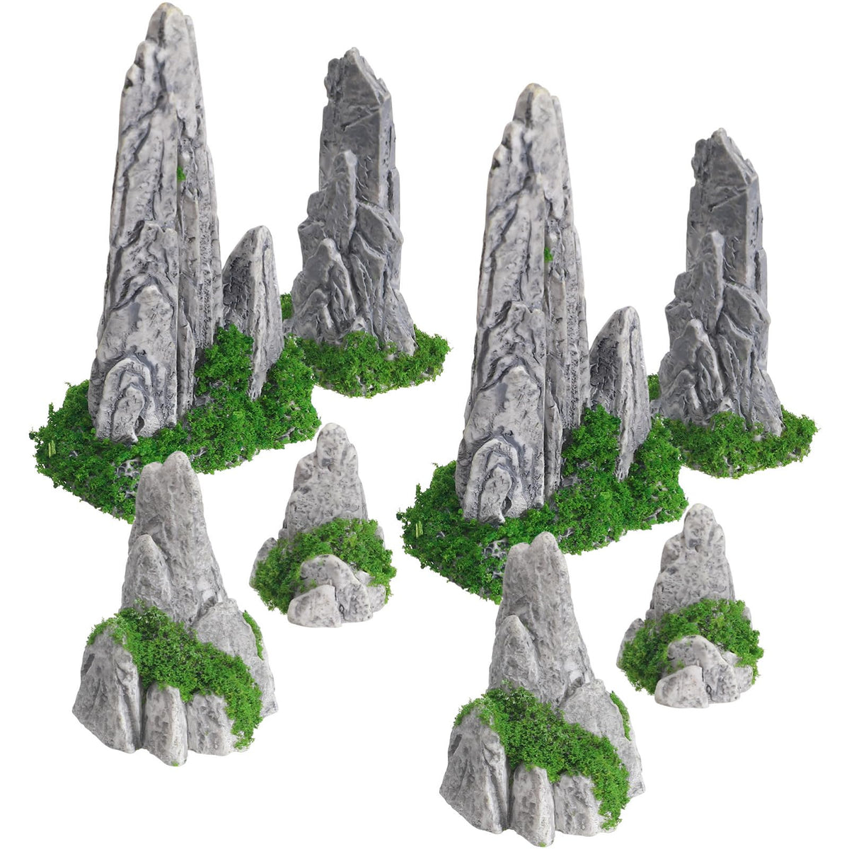 8Pcs Mini Rockery Zen Garden Accessories, Miniature Mountain Terrarium Decor for Bonsai Tree, Realistic Resin Rocks Figurines for Fairy Garden, DIY Plant Pot