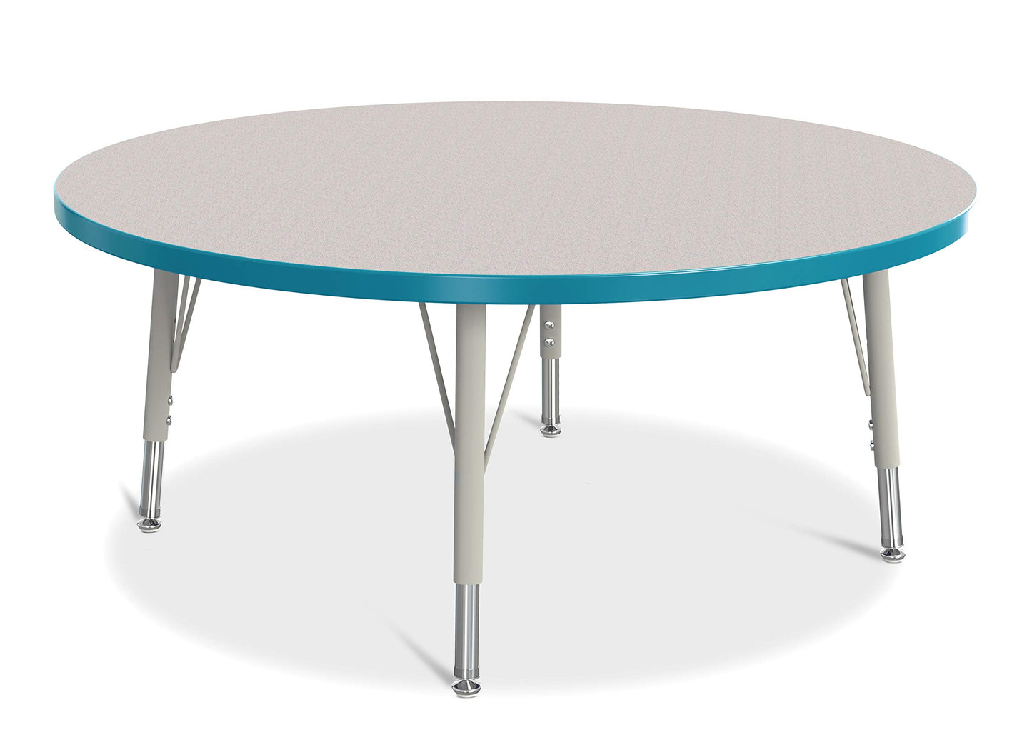 Jonti-Craft Berries 6468JCE005 Round Activity Table, E-Height (15"-24" Adjustable Height), 42" Diameter, Gray/Teal/Gray