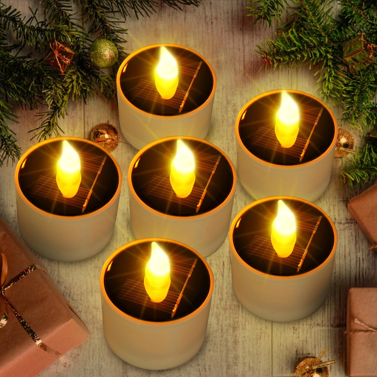 Solar Tea Lights Outdoor Waterproof - 12 Pack Flameless Flickering Solar Candles Reusable LED Tea Light Candles Rechargeable Dusk to Dawn Lighting for Lanterns Garden Camping Home Decor, 2.3''x2.1''
