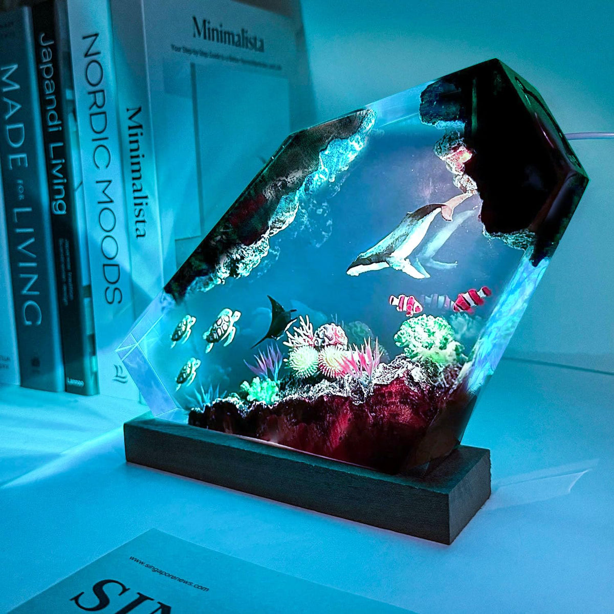Humpback Whale Resin Ocean Lamp, Handmade RGB Resin Night Light for Home Office Decor,Turtles Gifts for Women, Ocean Lover Collectibles, Unique Gifts for Mom,Holiday Gift for Him & Her (S 6"x4")