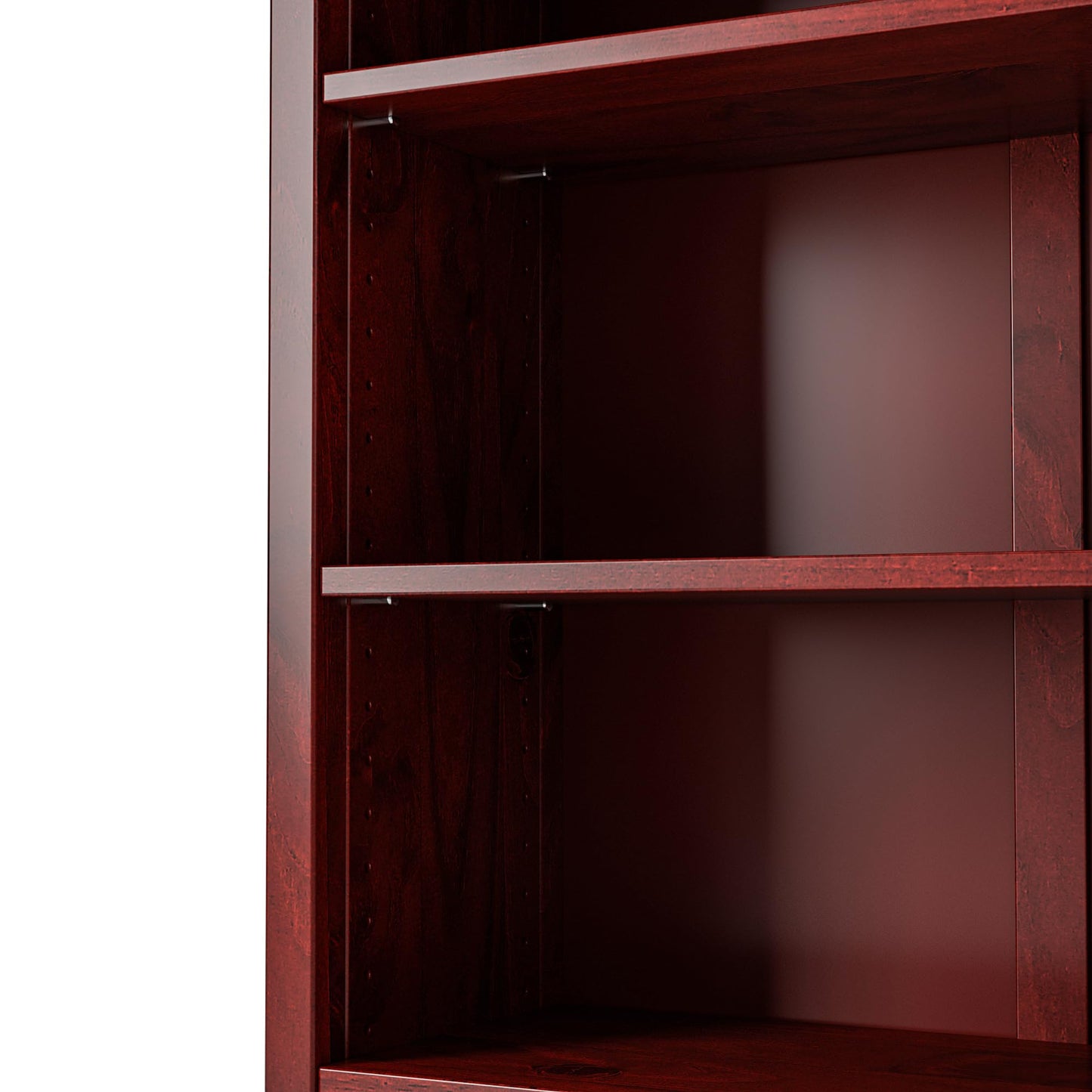 Camaflexi Shaker Style 4 Shelf Bookcase/Solid Wood / 48" High/Adjustable Shelving/Closed Back/Display Bookshelf for Living Room, Bedroom, Home and Office, Red Garnet Stain