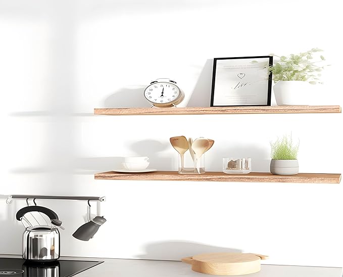 YYWUOJJ Wood Floating Shelves for Wall Decor, Rustic Wall Shelves for Bedroom