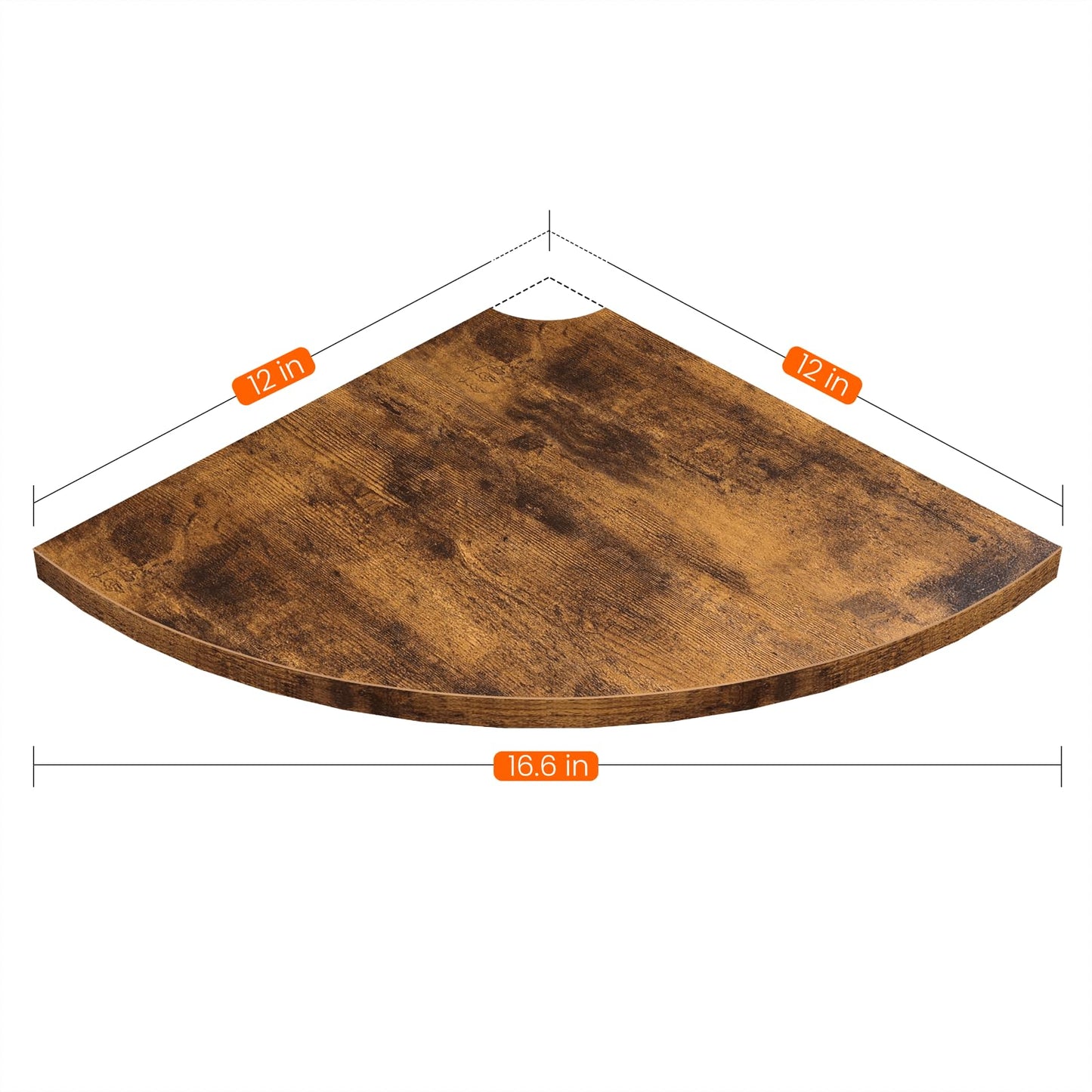 Homode Corner Shelf Wall Mount, 12 Inch Wood Floating Corner Shelves with Cord Hole, Set of 2 Large Corner Hanging Shelves for Bathroom Bedroom Kitchen, Rustic Brown