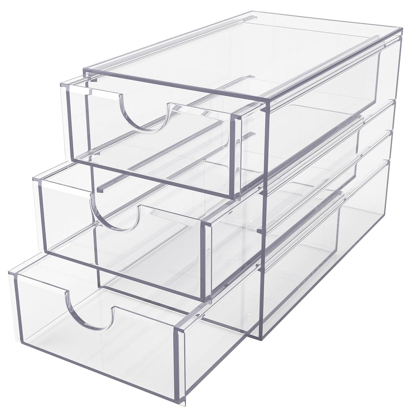 Noverlife 3 Drawers Hair Accessories Organizer, Clear Acrylic Hair Ties Desktop Craft Drawer Cabinet, Hair Claws Desk Organizer Storage Containers Box with Pull-Out Drawer for Bathroom Closet Office