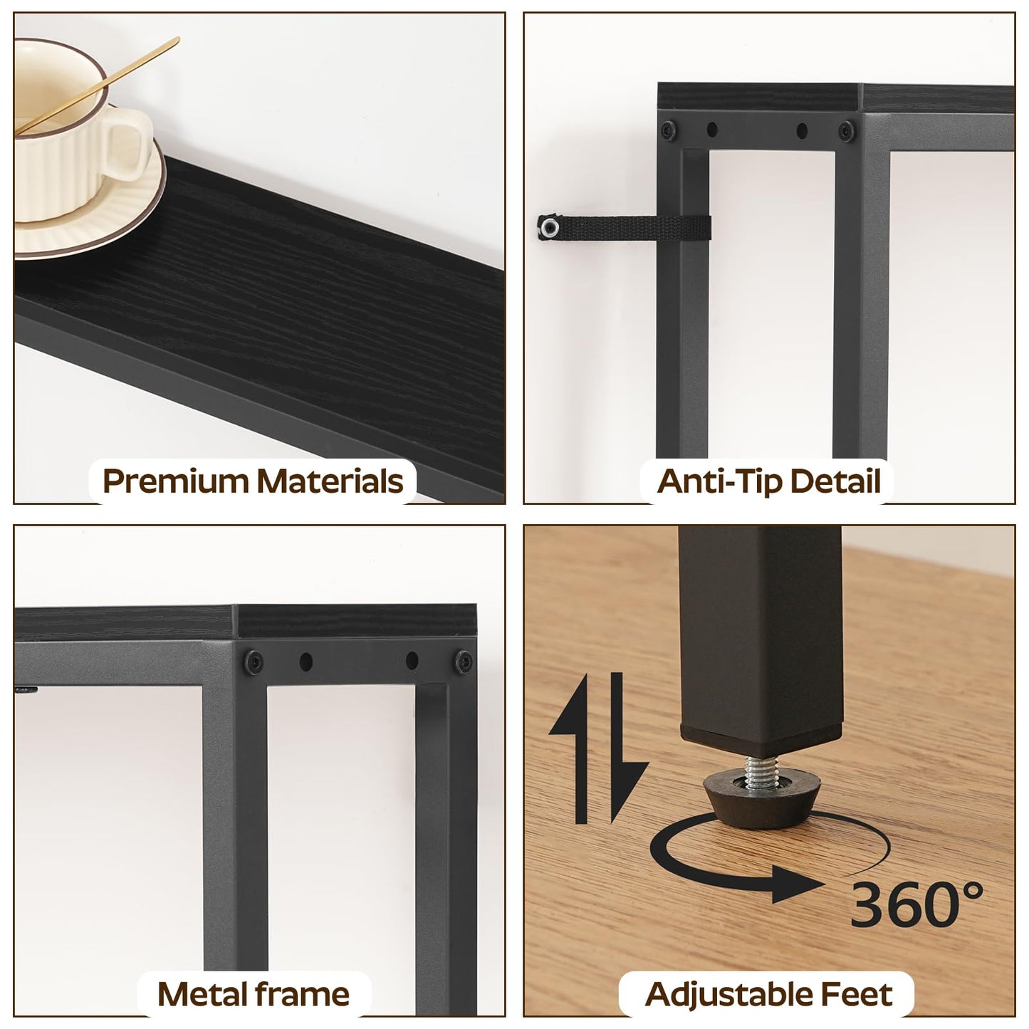 YATINEY Narrow Console Table with Outlets, 78.7" Sofa Table Narrow Long, L Shaped Behind Couch Entryway Table with Charging Station, for Living Room, Hallway, 3 Assembly Options, Black CT17UBB