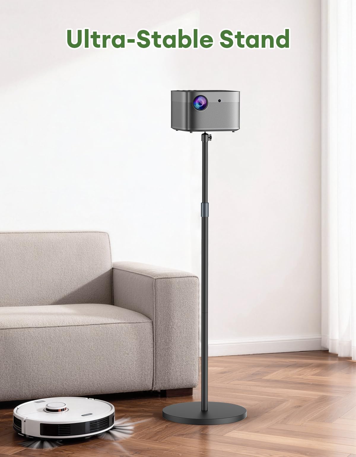 Projector Mount Stand Compatible with Nebula/XGIMI/TMY/HAPPRUN and More, Metal Base and Height Adjustable with 1/4'' Screw, Ideal for Home/Outdoor Projection/Camera Shooting/Web Meeting, 20''~50.8''