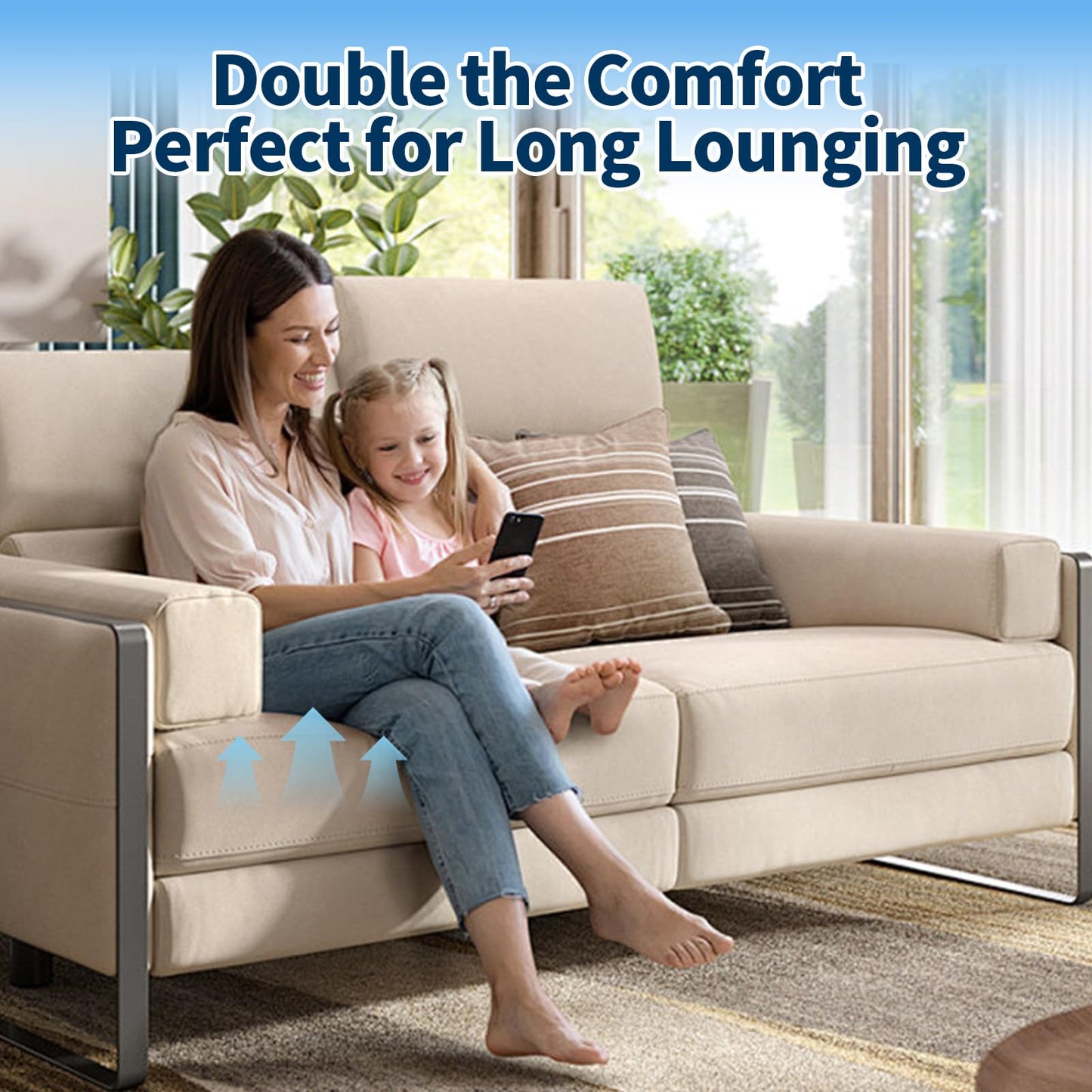 LIFVEAN Upgraded 2-in-1 Couch Cushion Support for Sagging Cushions - Under Sofa Cushion Support for Sagging Seat Repair Insert to Lift Couch - 20x20x2 Ocean (Set of 3)