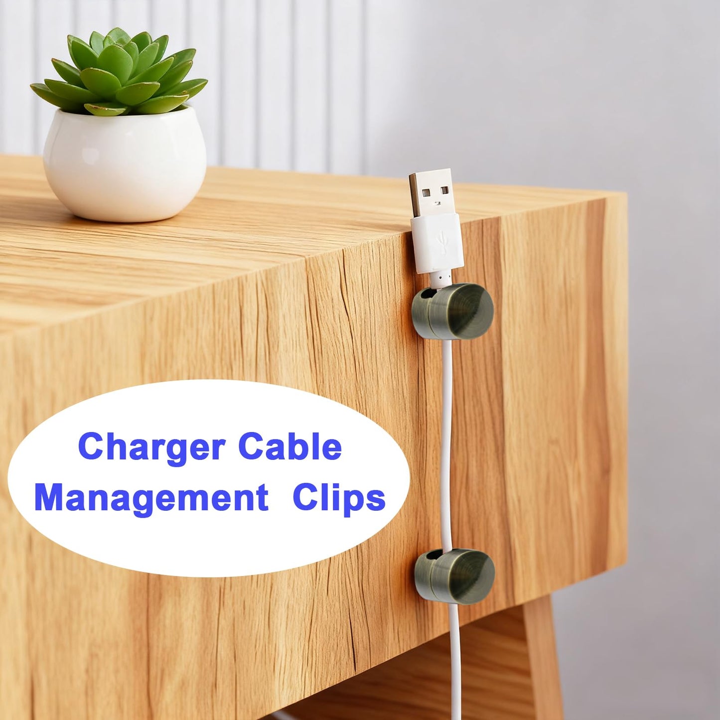 Hpgoxkd 4 Sets Cord Holder for Nightstand,Antique Copper Metal Charger Holders for Cords Organizers for Desk, Office, Nightstand